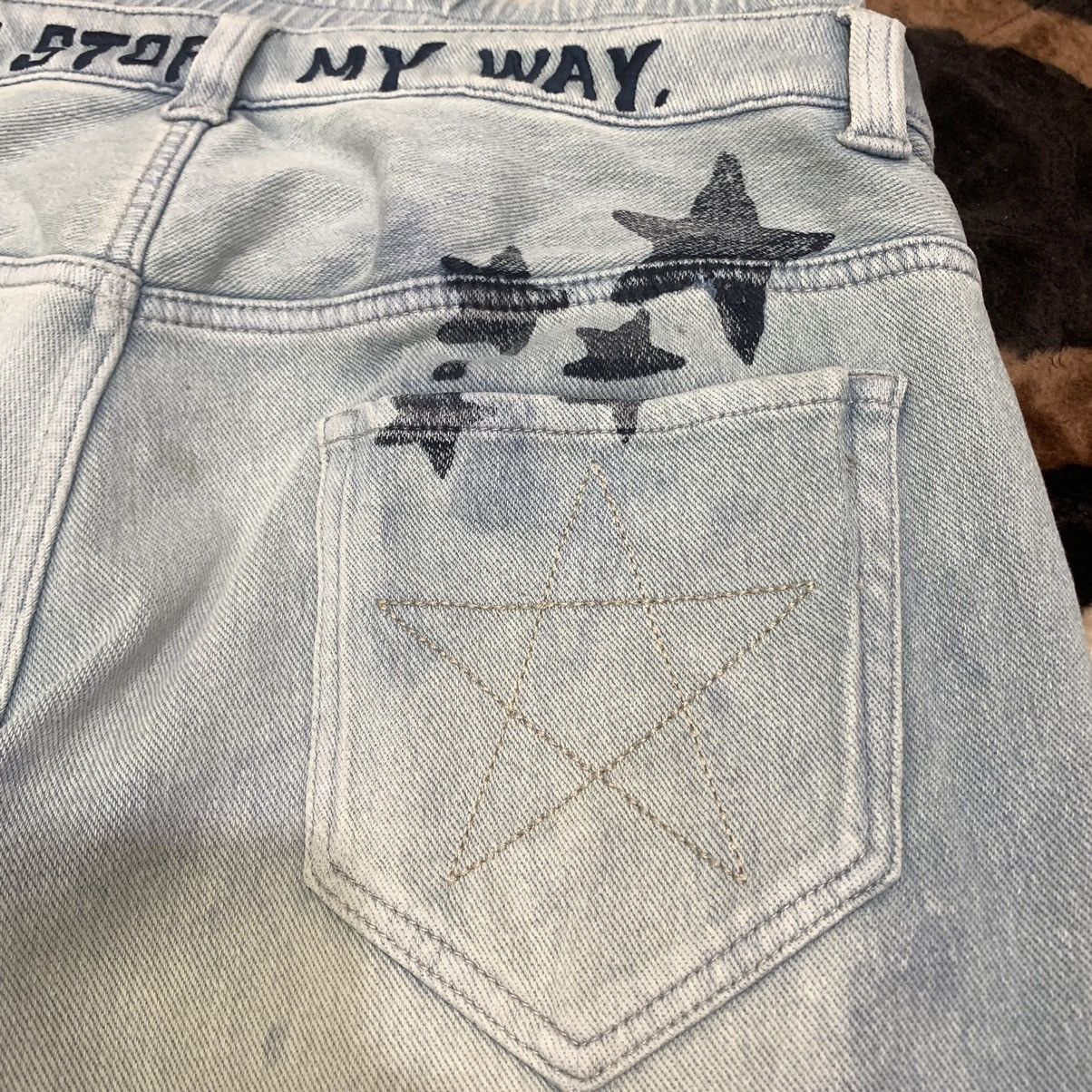Japanese Brand WORLDWIDE LOVE Double Waist Drop Crotch 3Quarter Denim Jean Size US 32 / EU 48 - 12 Thumbnail