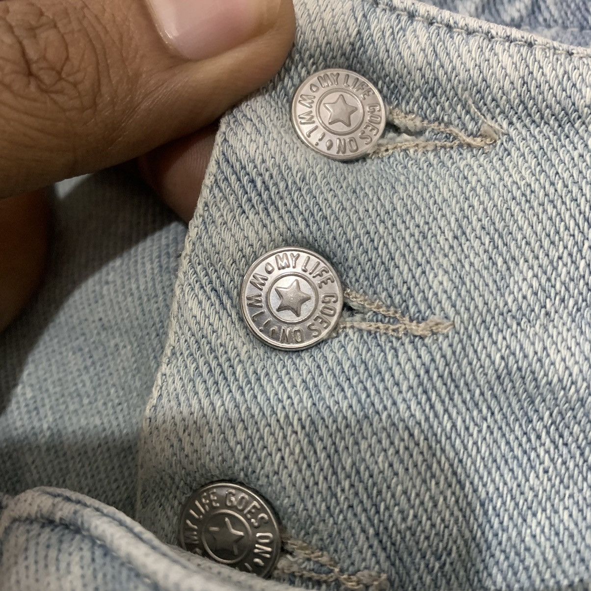 Japanese Brand WORLDWIDE LOVE Double Waist Drop Crotch 3Quarter Denim Jean Size US 32 / EU 48 - 8 Thumbnail