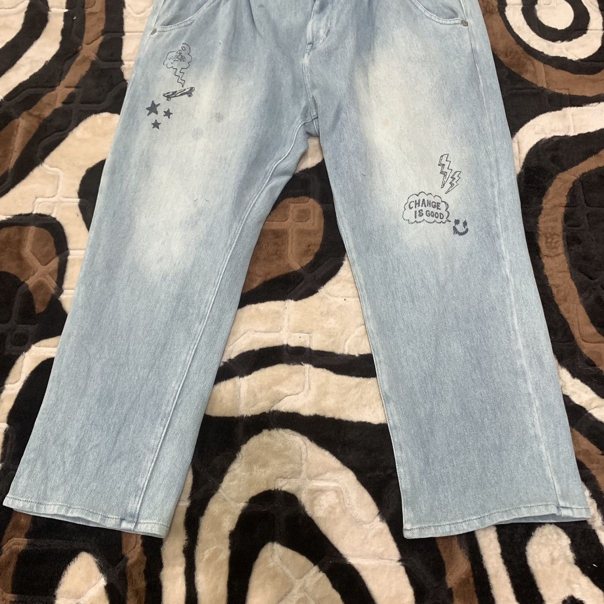 Japanese Brand WORLDWIDE LOVE Double Waist Drop Crotch 3Quarter Denim Jean Size US 32 / EU 48 - 5 Thumbnail