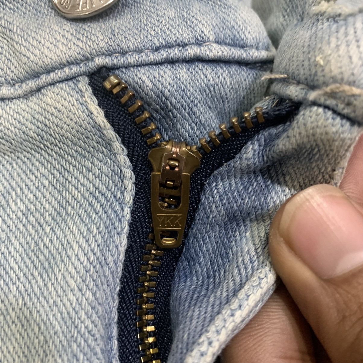 Japanese Brand WORLDWIDE LOVE Double Waist Drop Crotch 3Quarter Denim Jean Size US 32 / EU 48 - 15 Thumbnail