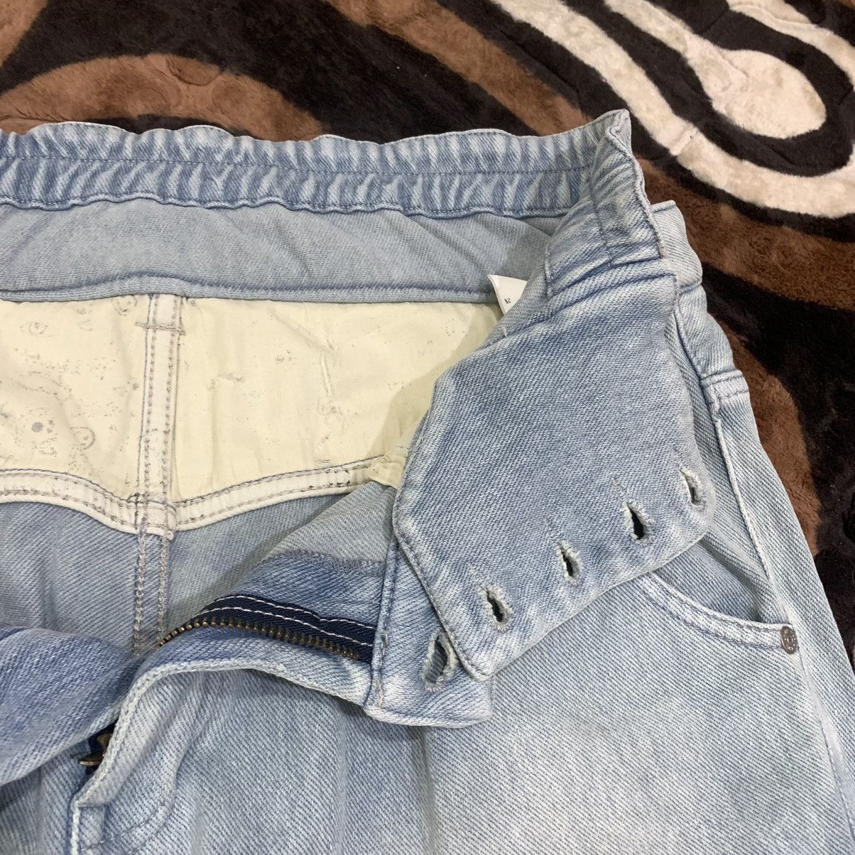 Japanese Brand WORLDWIDE LOVE Double Waist Drop Crotch 3Quarter Denim Jean Size US 32 / EU 48 - 18 Thumbnail