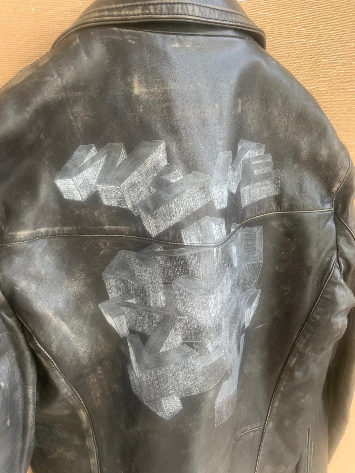 Off-White Leather Vintage Biker Jacket Size US L / EU 52-54 / 3 - 5 Thumbnail