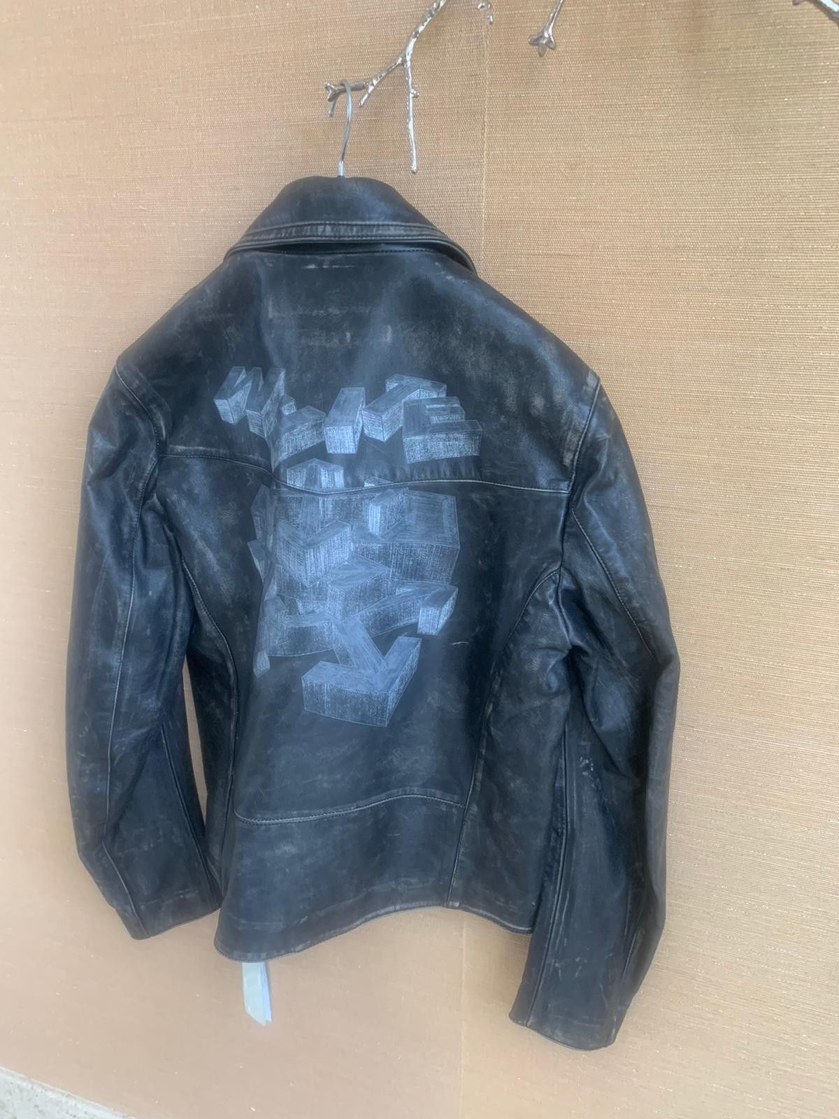 Off-White Leather Vintage Biker Jacket Size US L / EU 52-54 / 3 - 8 Thumbnail