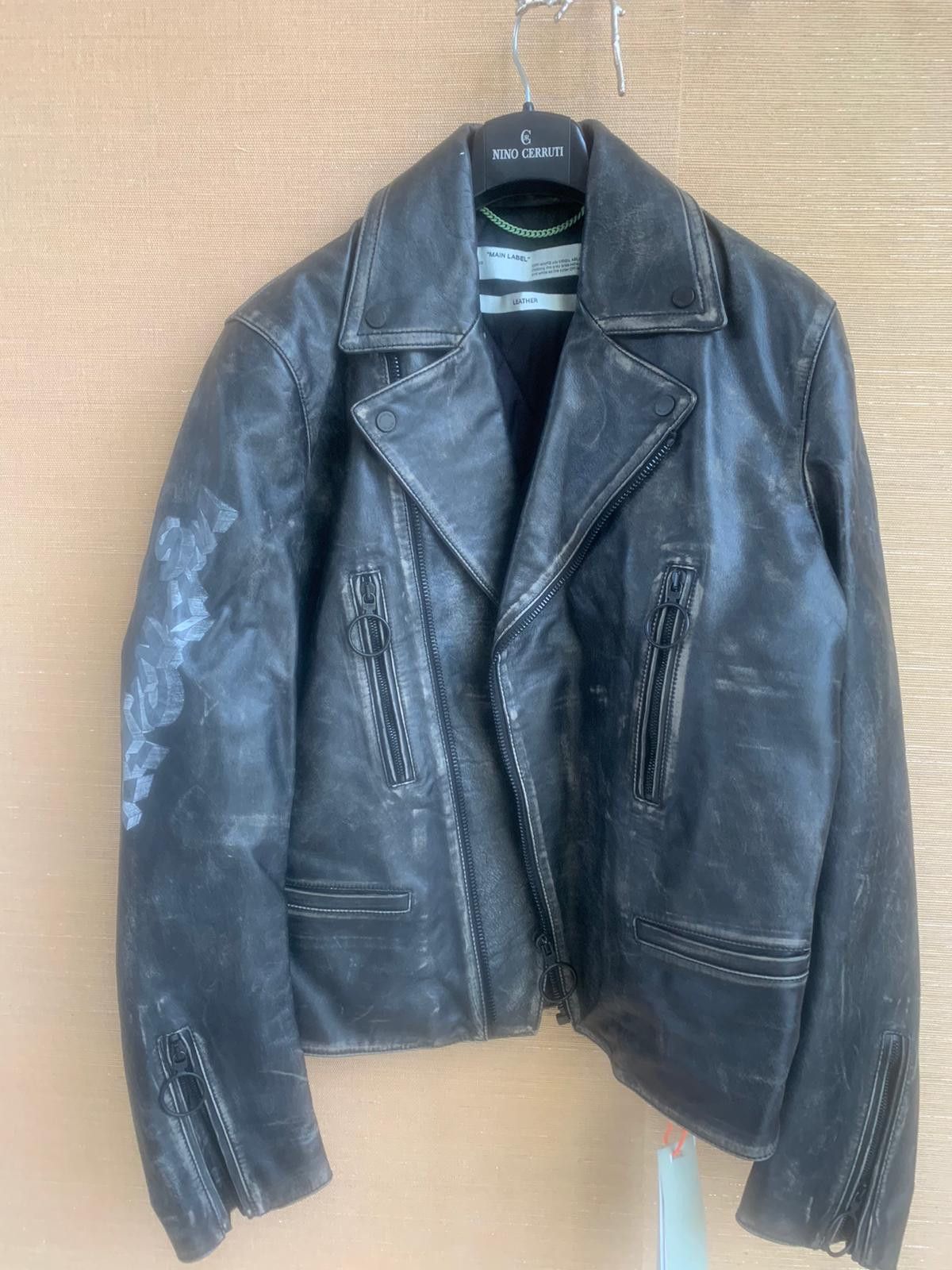 Off-White Leather Vintage Biker Jacket Size US L / EU 52-54 / 3 - 10 Thumbnail