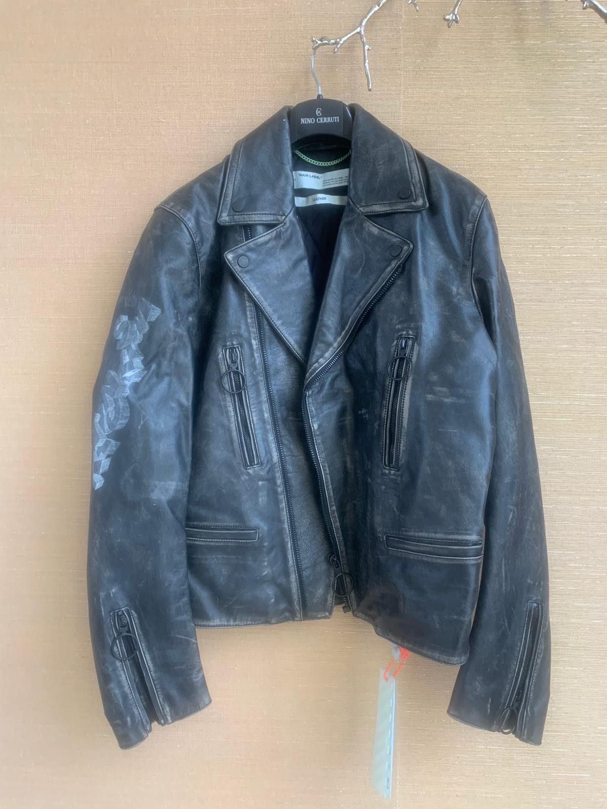 Off-White Leather Vintage Biker Jacket Size US L / EU 52-54 / 3 - 4 Thumbnail