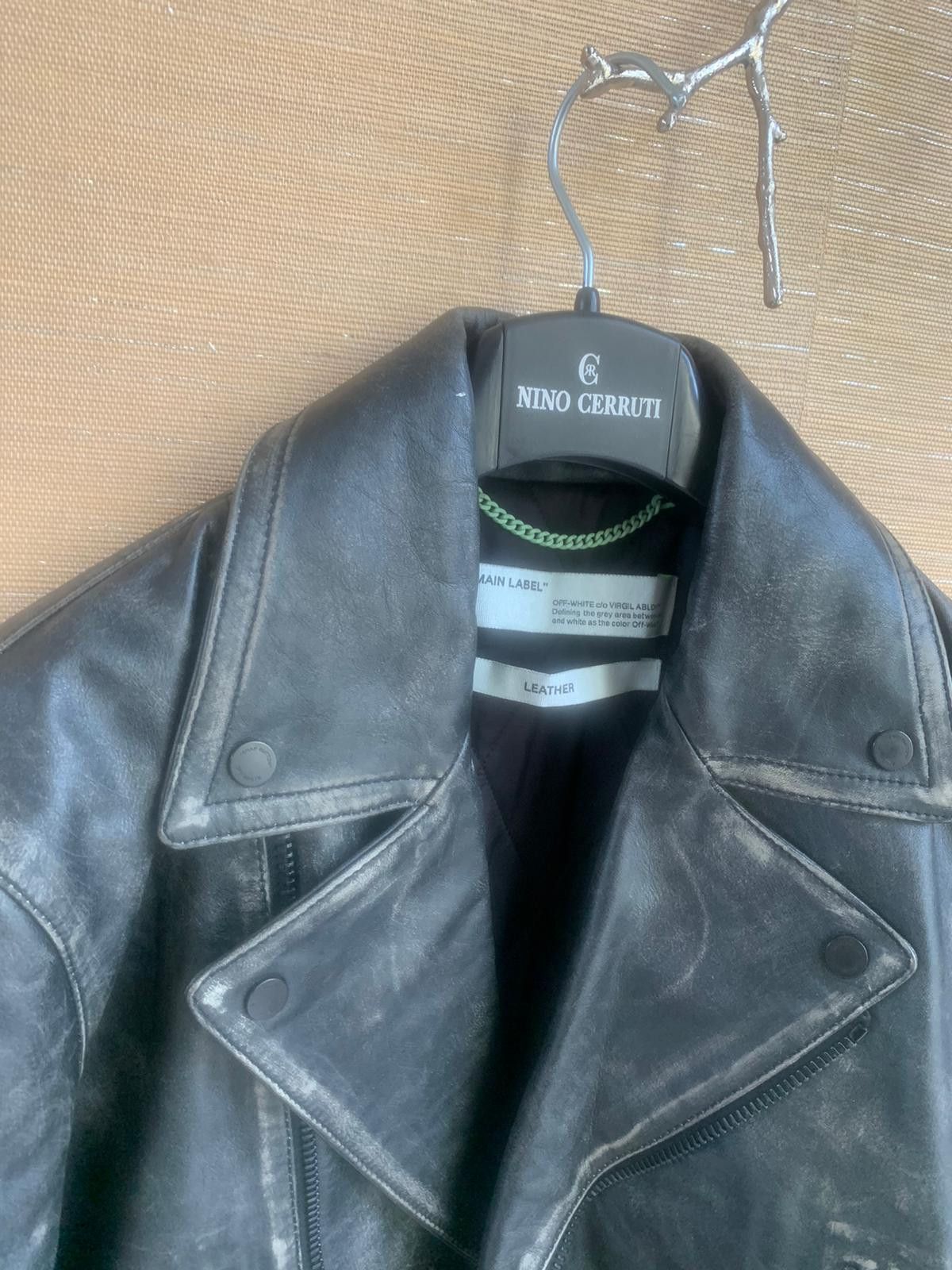 Off-White Leather Vintage Biker Jacket Size US L / EU 52-54 / 3 - 17 Thumbnail