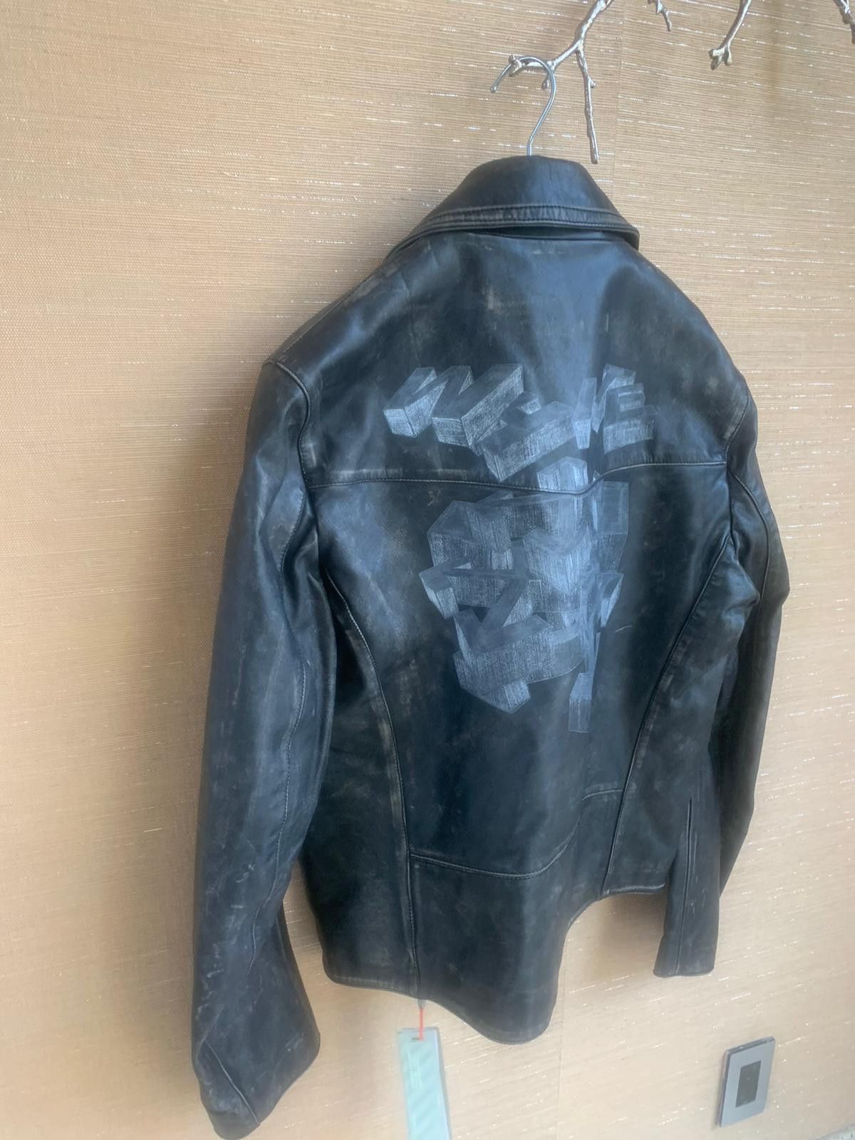 Off-White Leather Vintage Biker Jacket Size US L / EU 52-54 / 3 - 9 Thumbnail