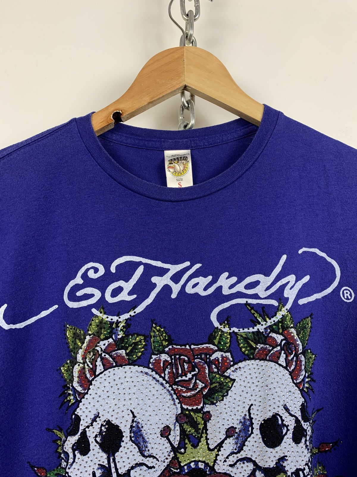 Christian Audigier Vintage Ed Hardy Rhinestones Y2K New York City Blue T-Shirt Size US S / EU 44-46 / 1 - 5 Thumbnail