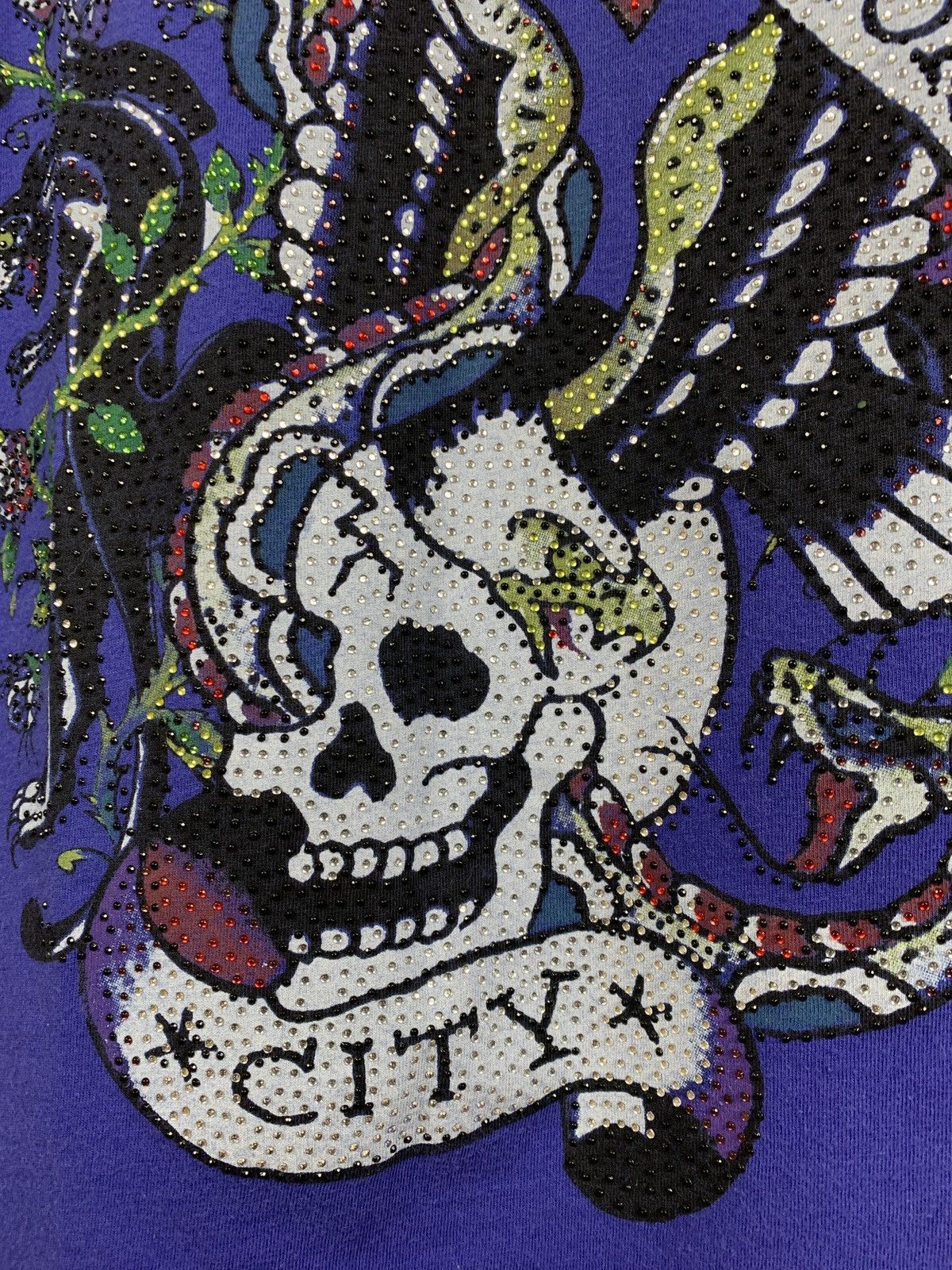 Christian Audigier Vintage Ed Hardy Rhinestones Y2K New York City Blue T-Shirt Size US S / EU 44-46 / 1 - 7 Thumbnail
