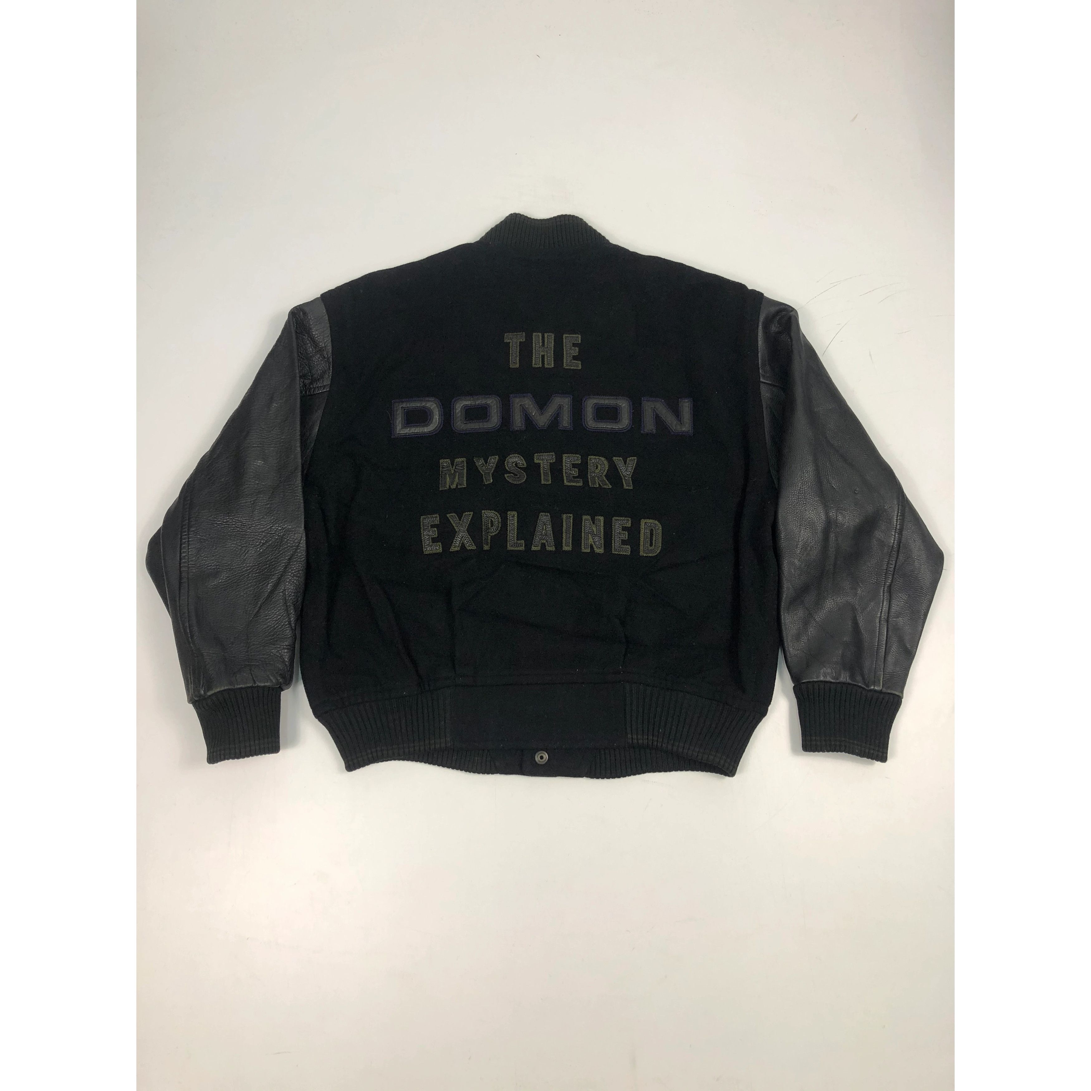 Vintage Vintage The Domon Leather Sleeve Varsity Jacket Black V0094 Size US M / EU 48-50 / 2 - 1 Thumbnail