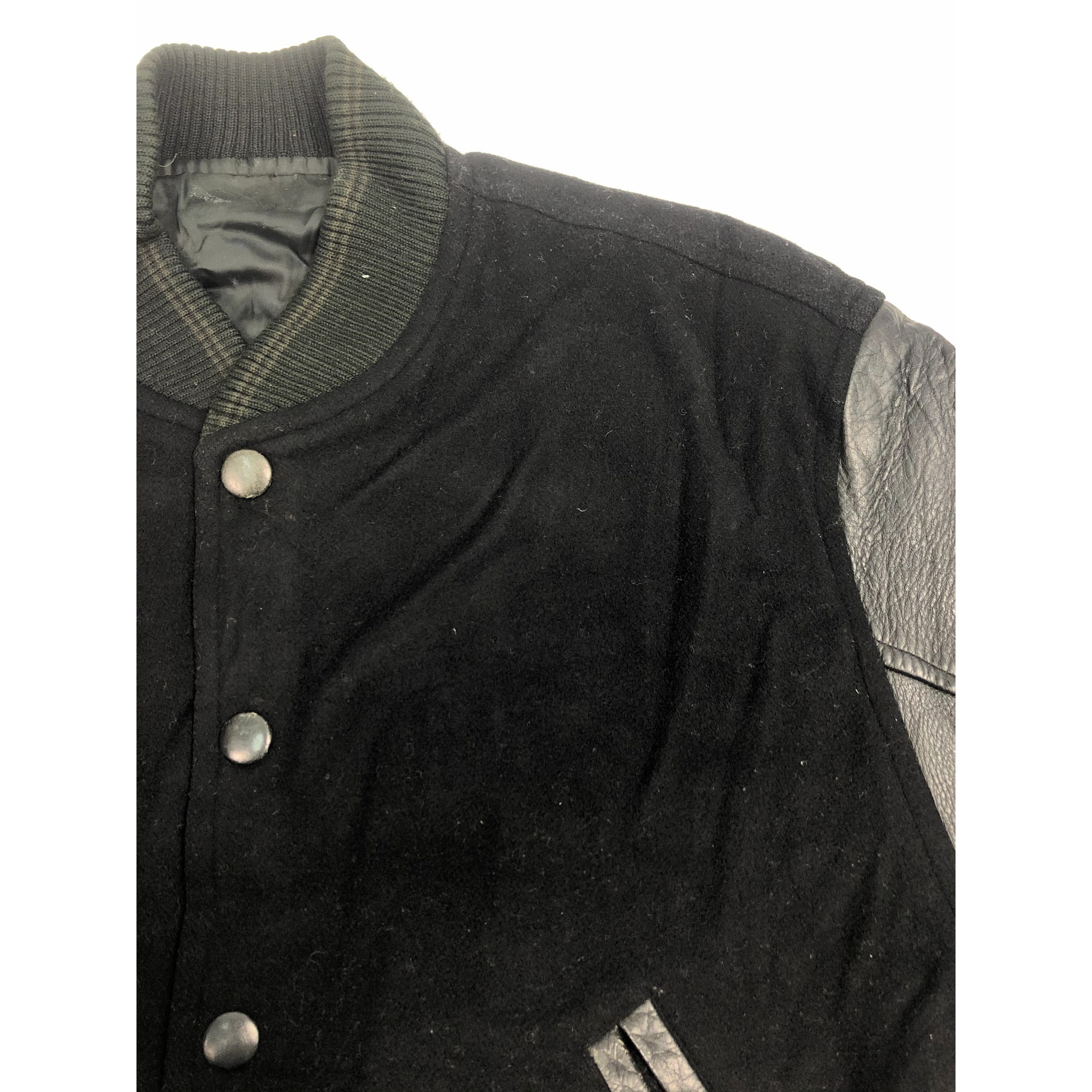 Vintage Vintage The Domon Leather Sleeve Varsity Jacket Black V0094 Size US M / EU 48-50 / 2 - 4 Thumbnail