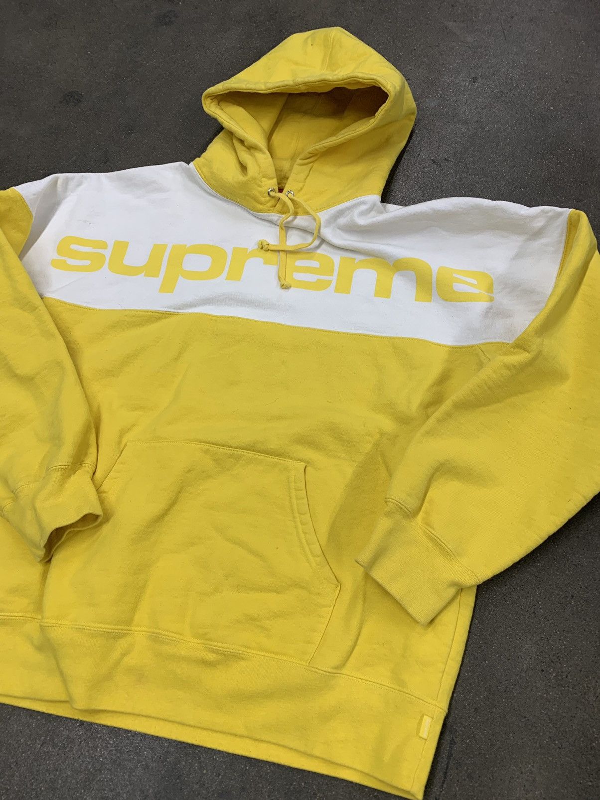 Supreme Supreme FW 17 Yellow Blocked Hoodie Sweatshirt Size US XL / EU 56 / 4 - 1 Thumbnail
