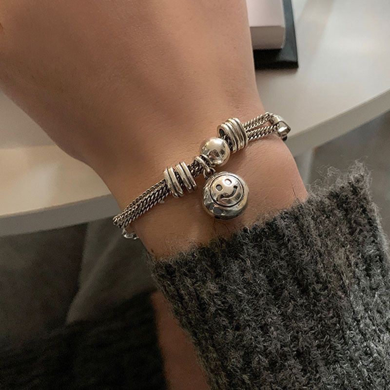 Jewelry Cute Smiley Bell Thick Chain Bracelets Size ONE SIZE - 1 Thumbnail