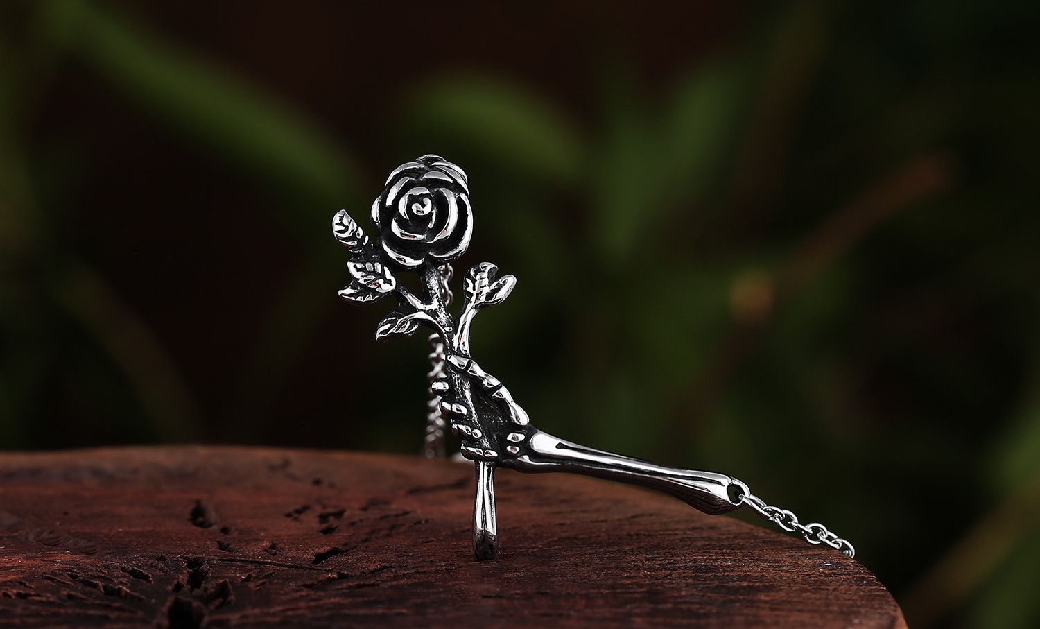 Jewelry Rose Hand Bone Pendant Necklace Size ONE SIZE - 4 Thumbnail