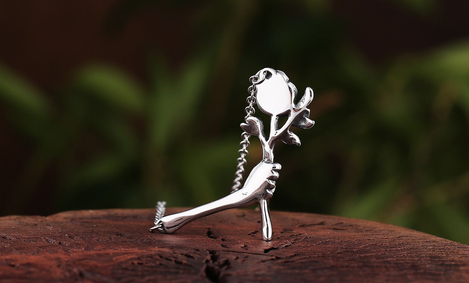 Jewelry Rose Hand Bone Pendant Necklace Size ONE SIZE - 3 Thumbnail