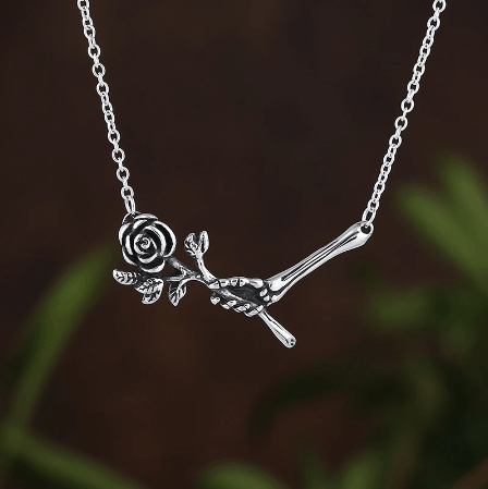Jewelry Rose Hand Bone Pendant Necklace Size ONE SIZE - 1 Thumbnail