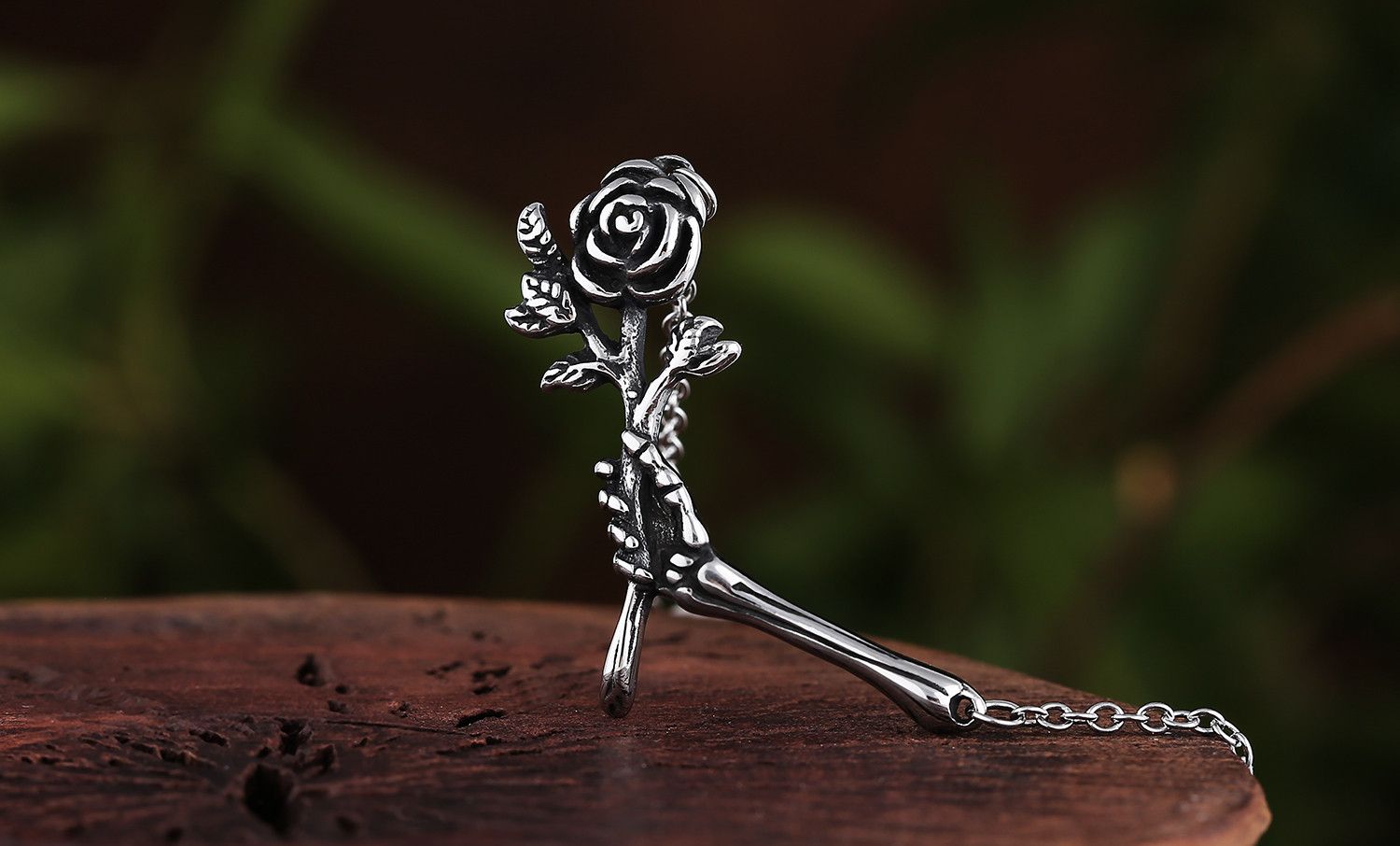Jewelry Rose Hand Bone Pendant Necklace Size ONE SIZE - 2 Thumbnail