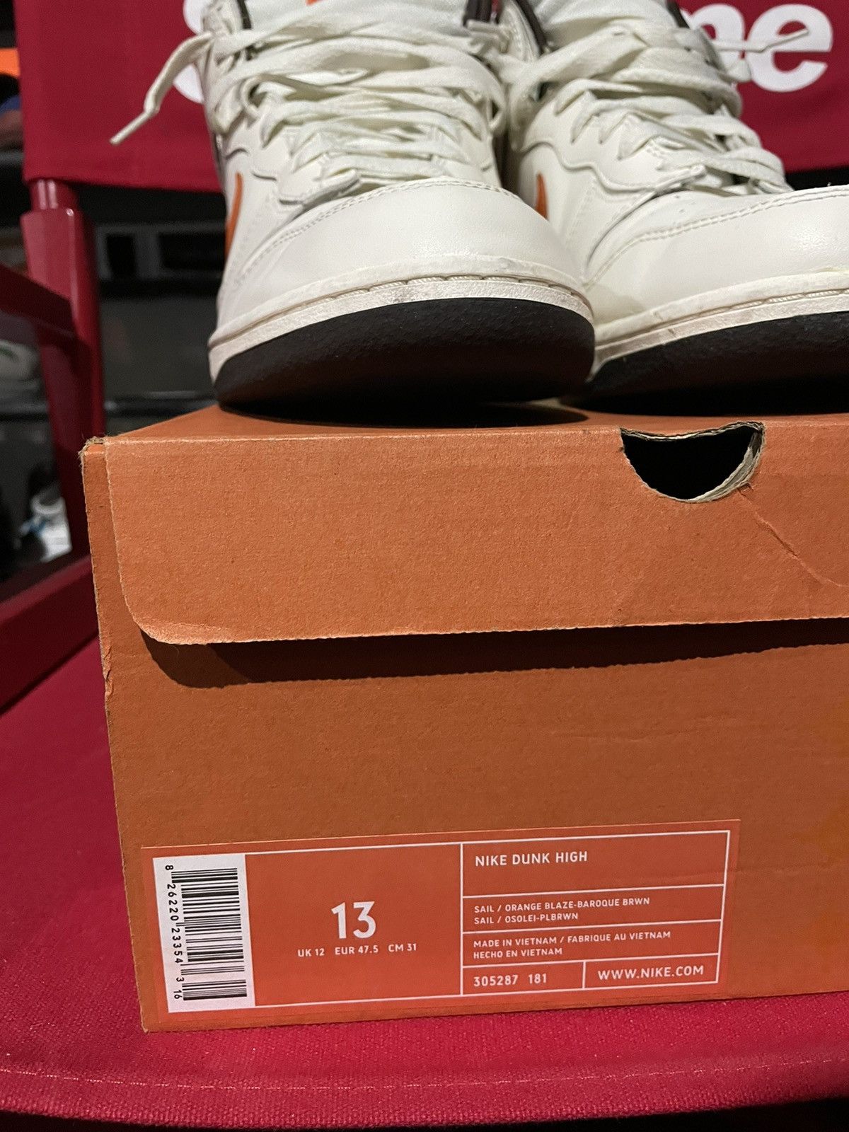 Nike Dunk High Sail | Orange Blaze-Baroque Brwn Size US 13 / EU 46 - 2 Thumbnail
