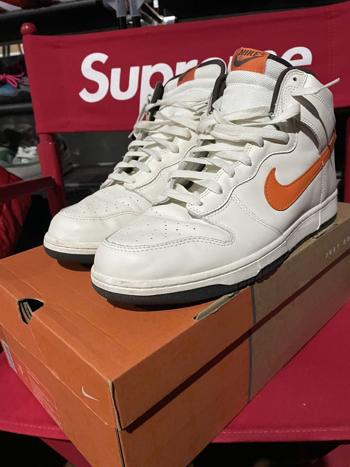 Nike Dunk High Sail | Orange Blaze-Baroque Brwn Size US 13 / EU 46 - 6 Thumbnail