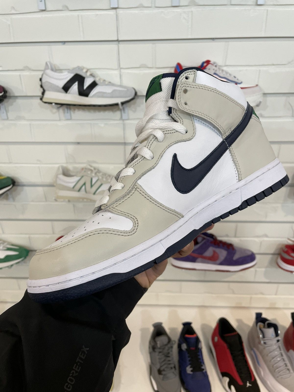 Nike Dunk High Light Bone | Obsidian-Classic Green-White Size US 12.5 / EU 45-46 - 3 Thumbnail