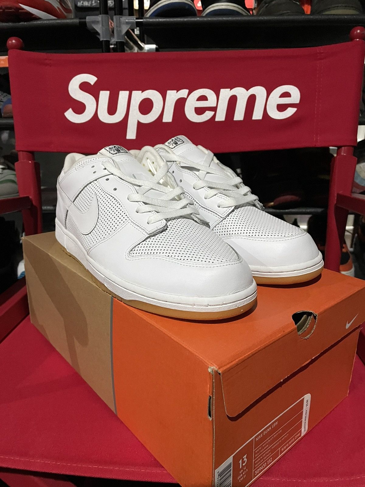 Nike Dunk Low White | White-Black (Gum O | S) Size US 13 / EU 46 - 4 Thumbnail