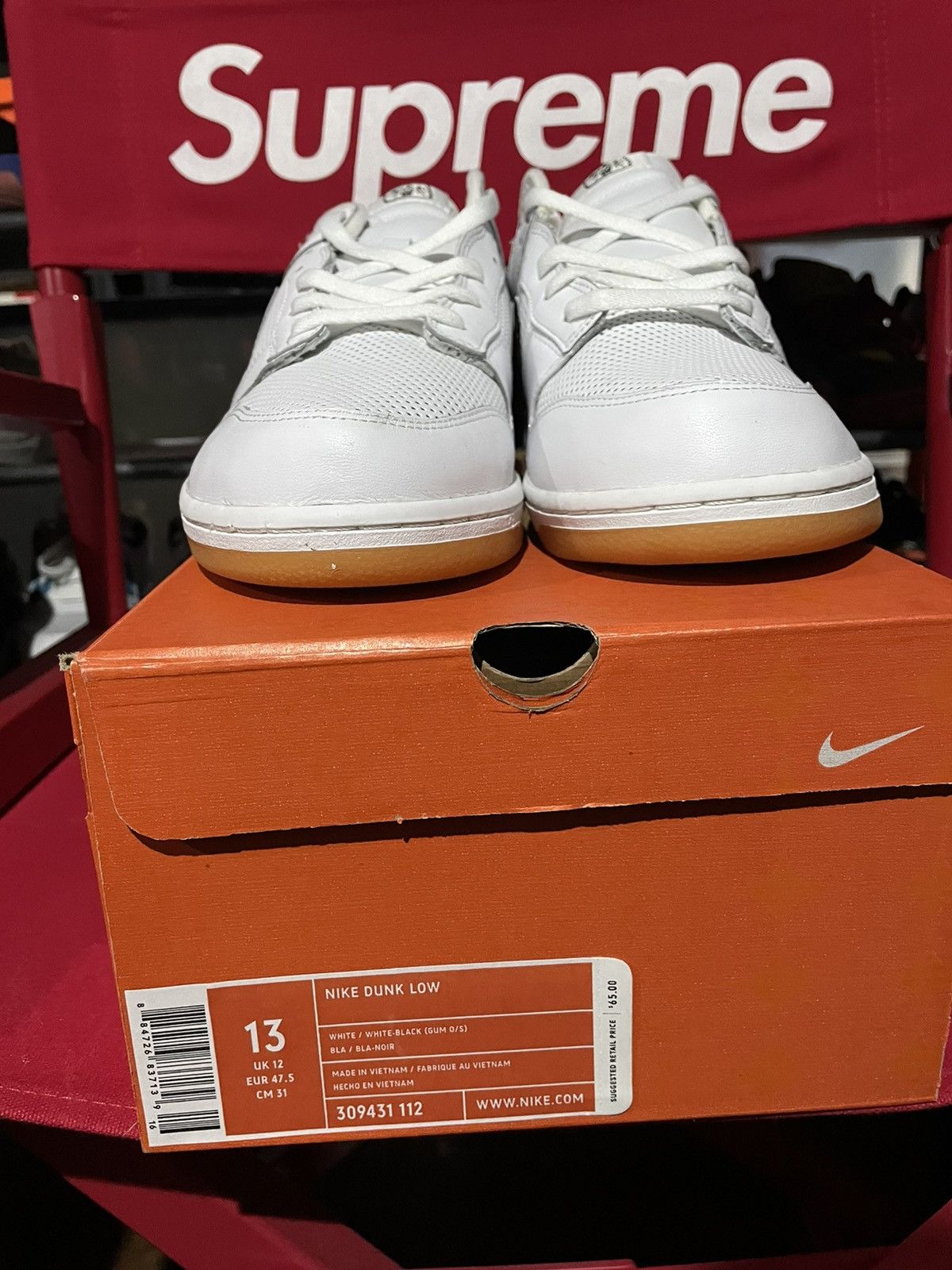 Nike Dunk Low White | White-Black (Gum O | S) Size US 13 / EU 46 - 5 Thumbnail