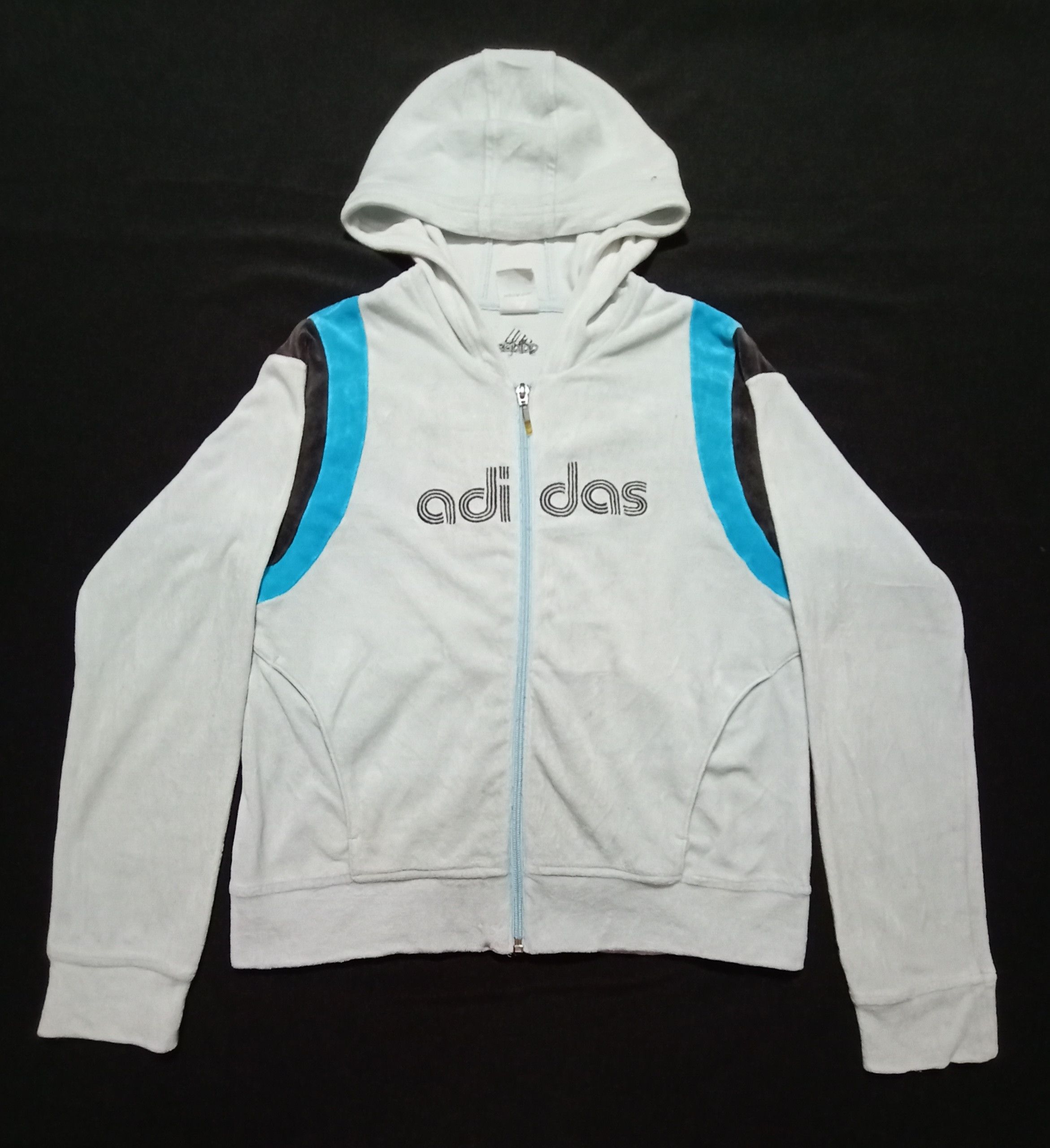 Adidas Adidas Hoodies Cyan Color Embroidery Spell Out Logo Size S / US 4 / IT 40 - 1 Thumbnail