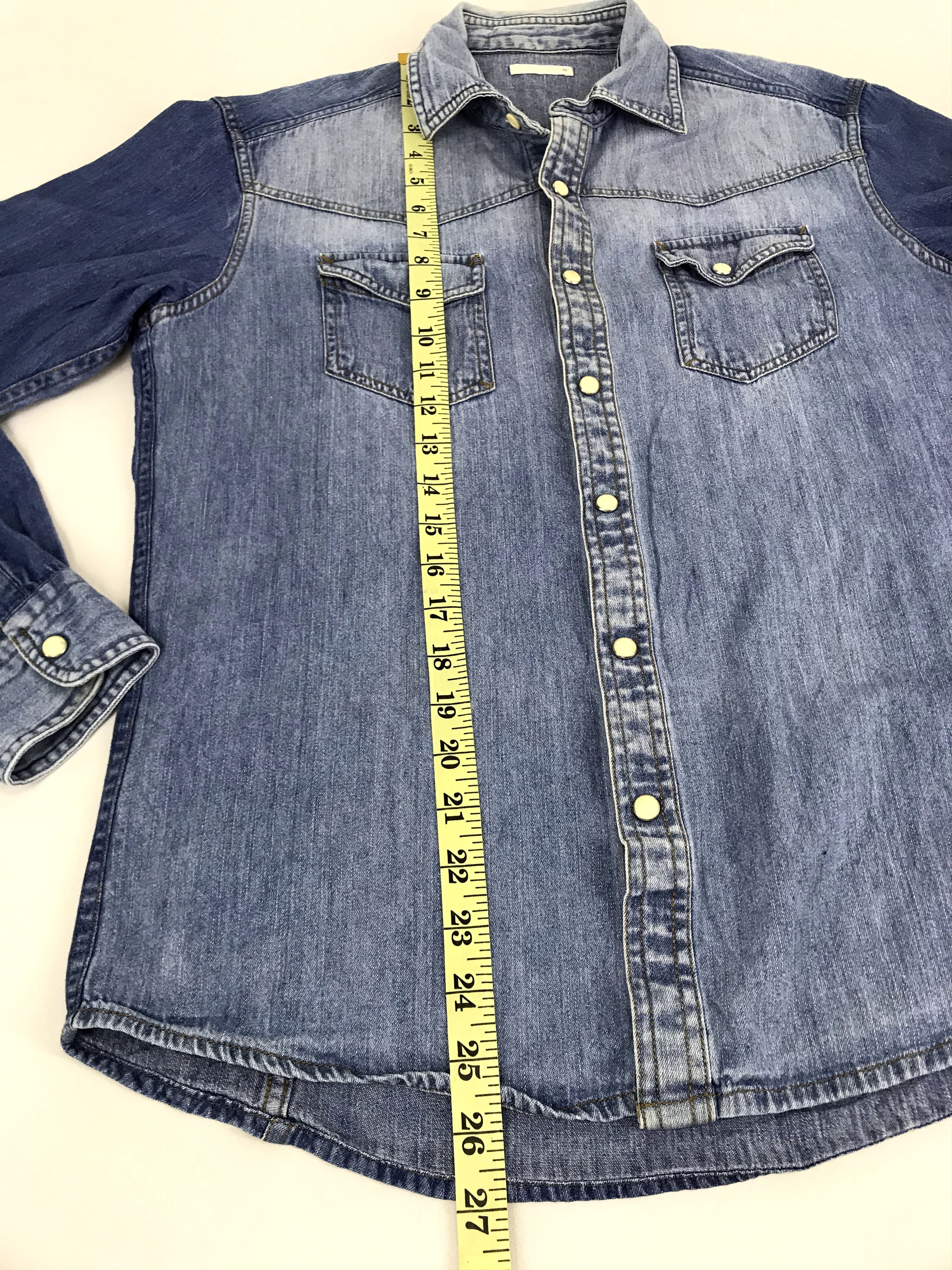 Japanese Brand Western Indigo Denim Shirt Flannel Workwear Vintage Style Size US M / EU 48-50 / 2 - 10 Thumbnail