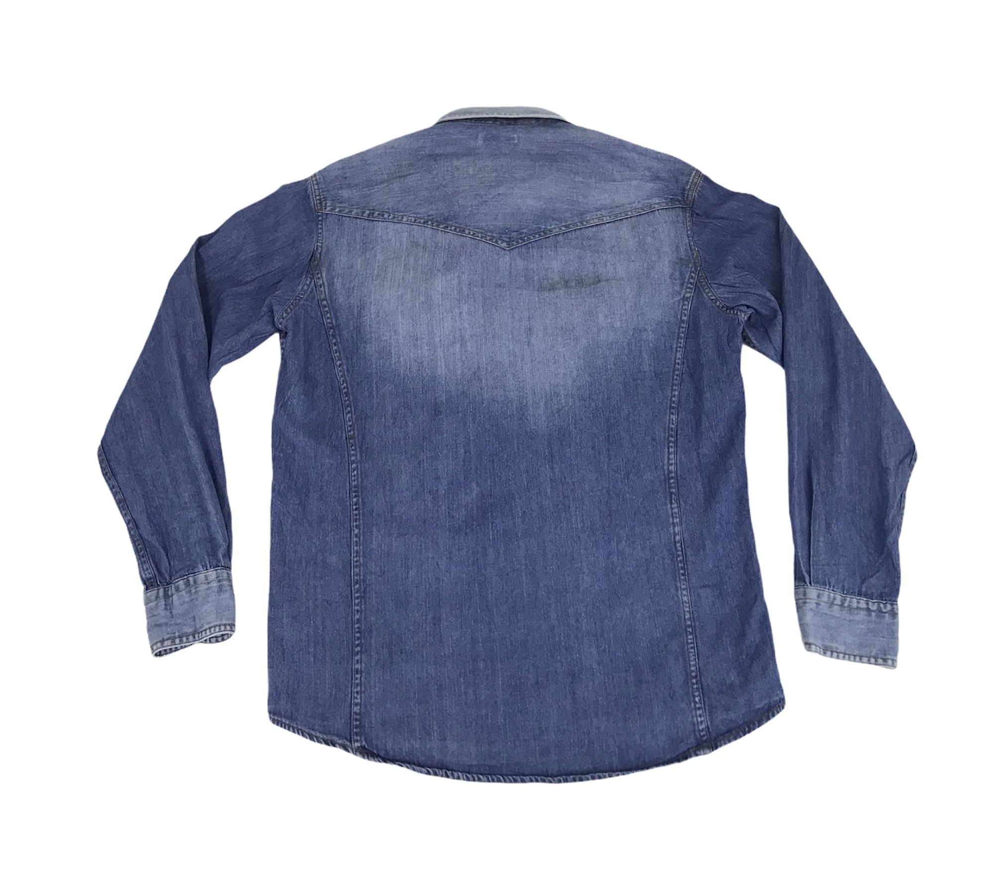 Japanese Brand Western Indigo Denim Shirt Flannel Workwear Vintage Style Size US M / EU 48-50 / 2 - 6 Thumbnail