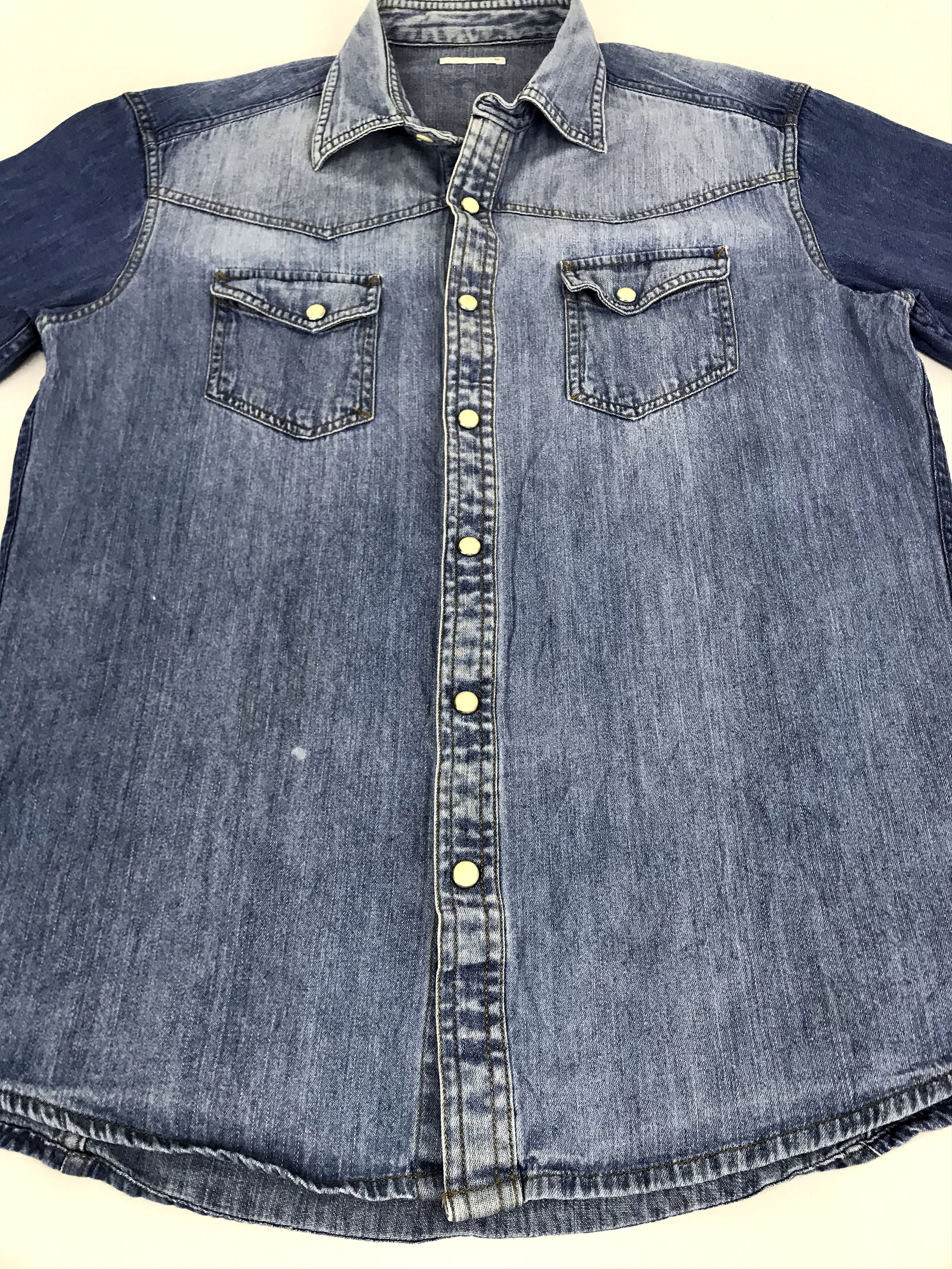 Japanese Brand Western Indigo Denim Shirt Flannel Workwear Vintage Style Size US M / EU 48-50 / 2 - 2 Thumbnail