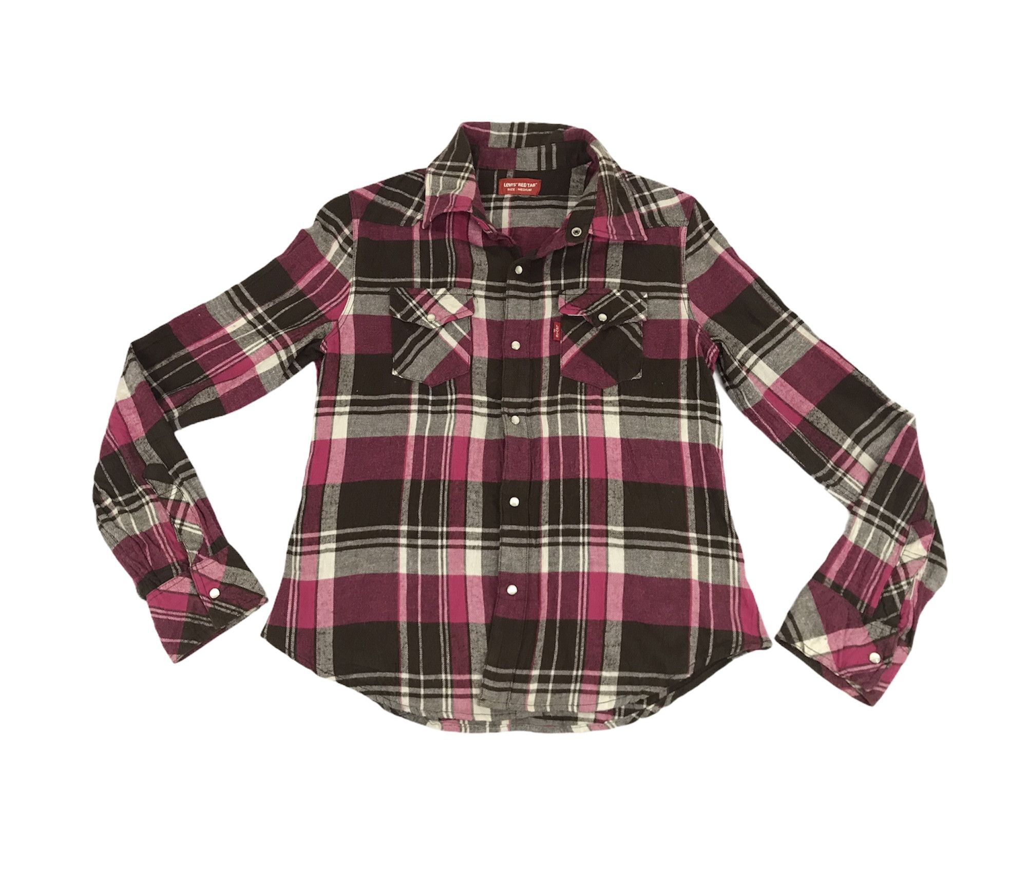 Flannel Vintage Levi's Red Tab Snap Button Flannel Double Pockets Size S / US 4 / IT 40 - 1 Thumbnail