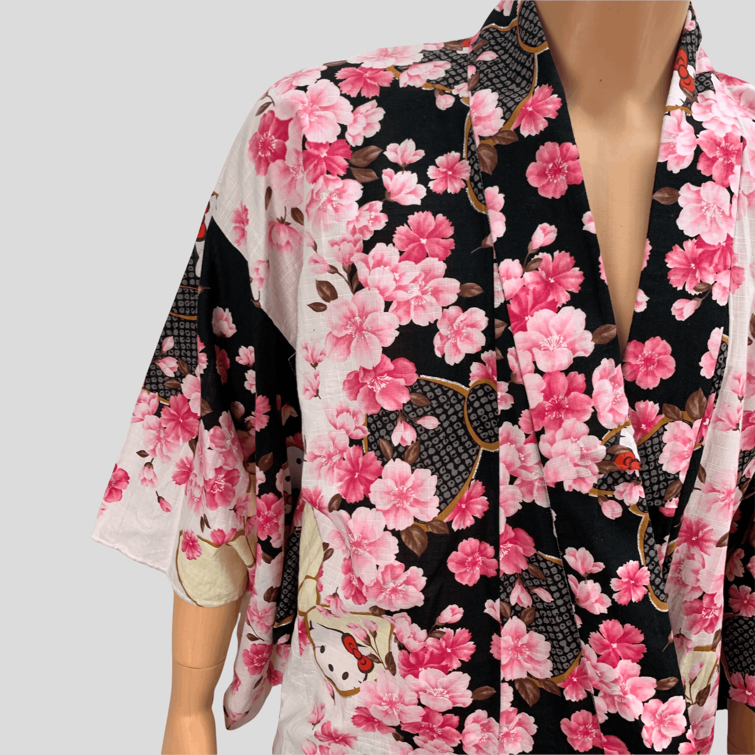 Japanese Brand Hello Kitty Sakura Graphic Printed Kimono #3672-128 Size ONE SIZE - 5 Thumbnail