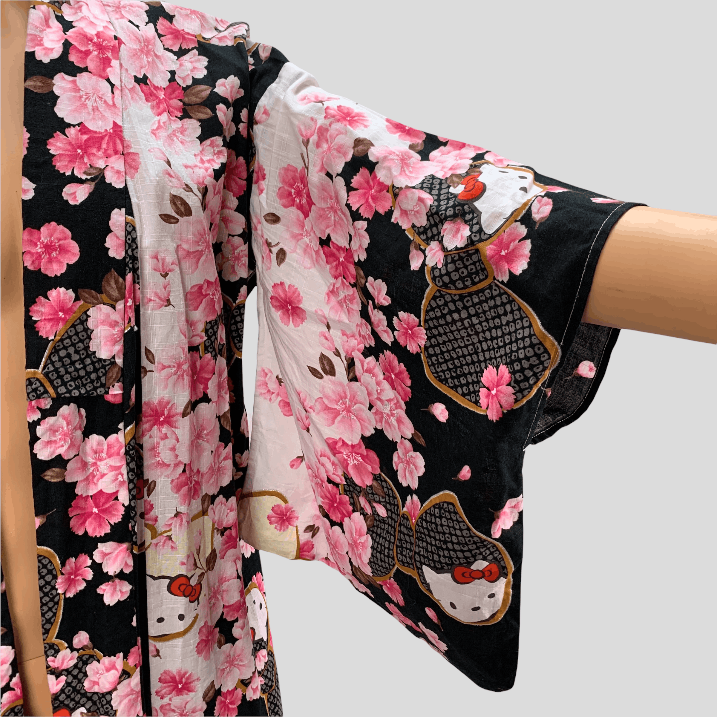 Japanese Brand Hello Kitty Sakura Graphic Printed Kimono #3672-128 Size ONE SIZE - 4 Thumbnail