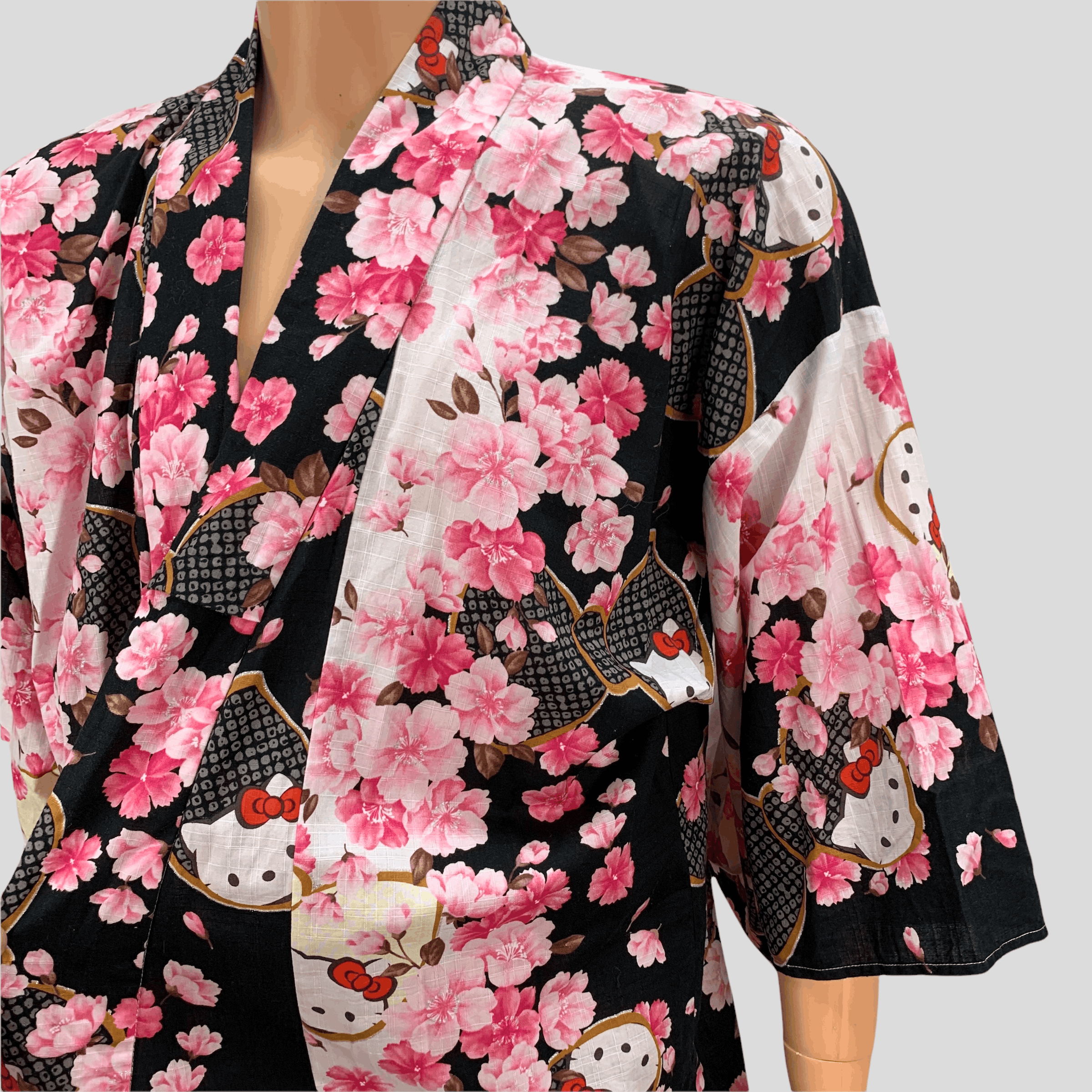 Japanese Brand Hello Kitty Sakura Graphic Printed Kimono #3672-128 Size ONE SIZE - 3 Thumbnail