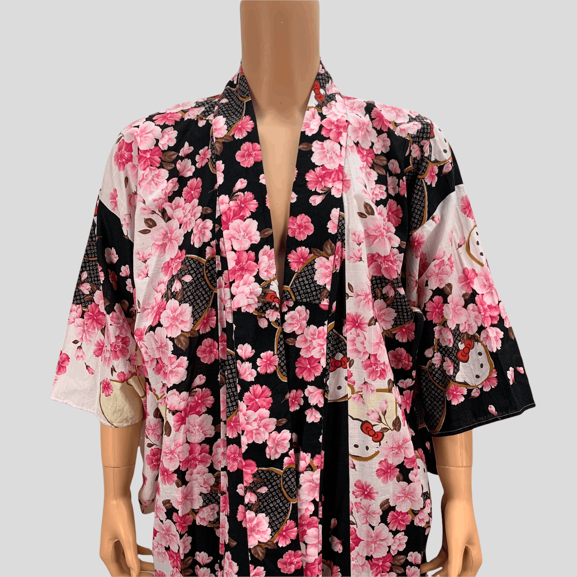 Japanese Brand Hello Kitty Sakura Graphic Printed Kimono #3672-128 Size ONE SIZE - 2 Thumbnail