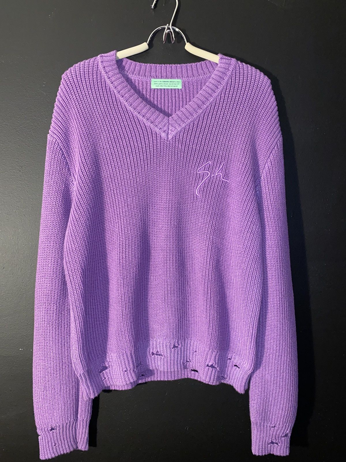 image of Siberia Hills Thermal Reactive V Neck Sweater in Purple, Men's (Size Small)