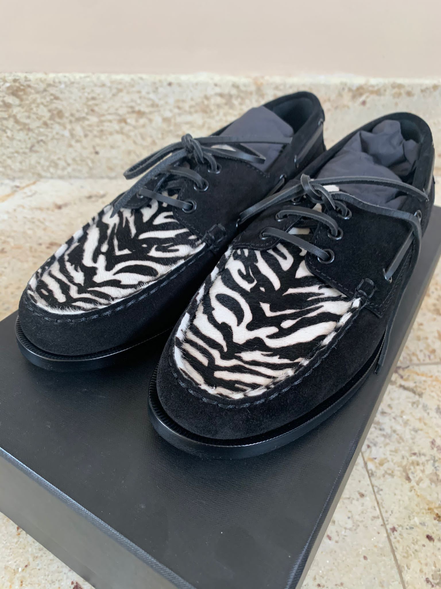 Saint Laurent Paris Suede Deck Loafers in Black with Zebra color Size US 9.5 / EU 42-43 - 4 Thumbnail
