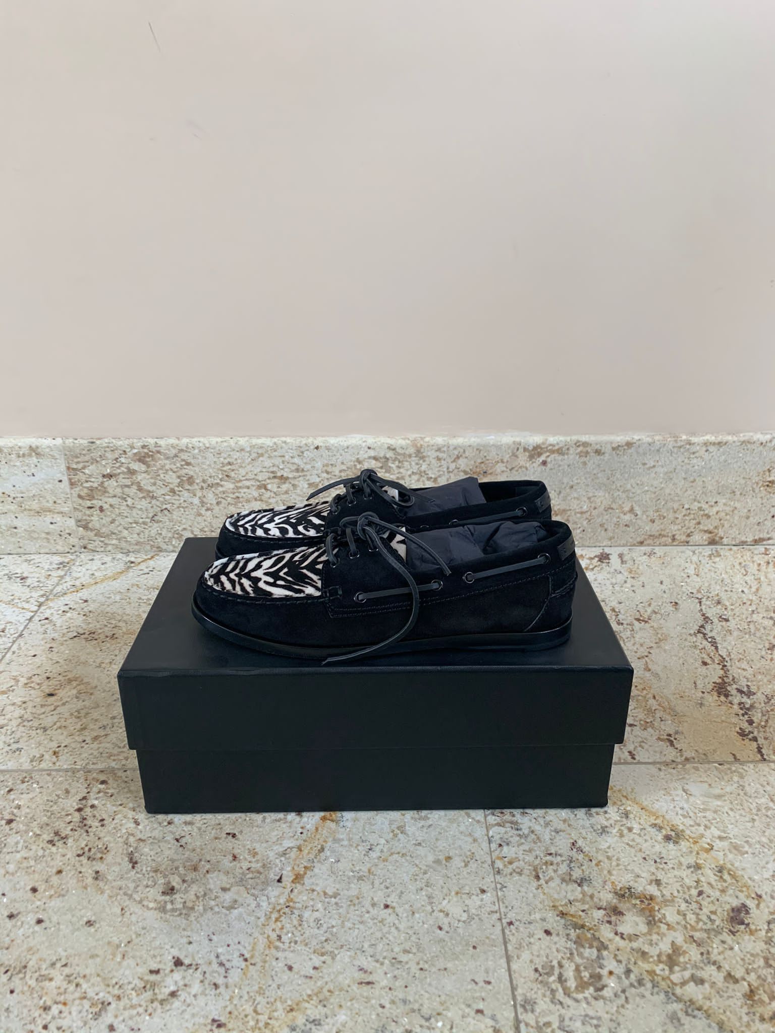 Saint Laurent Paris Suede Deck Loafers in Black with Zebra color Size US 9.5 / EU 42-43 - 1 Thumbnail