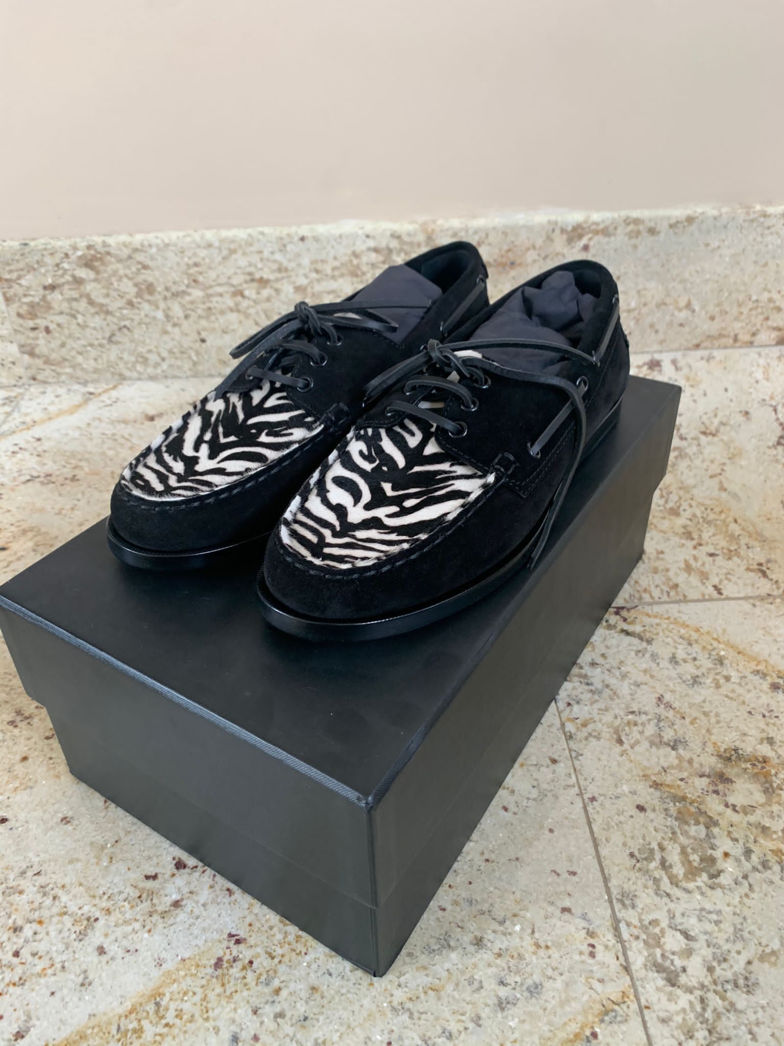 Saint Laurent Paris Suede Deck Loafers in Black with Zebra color Size US 9.5 / EU 42-43 - 6 Thumbnail