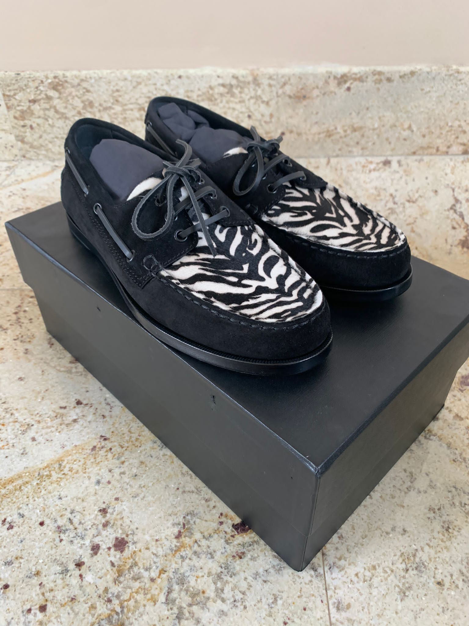 Saint Laurent Paris Suede Deck Loafers in Black with Zebra color Size US 9.5 / EU 42-43 - 3 Thumbnail