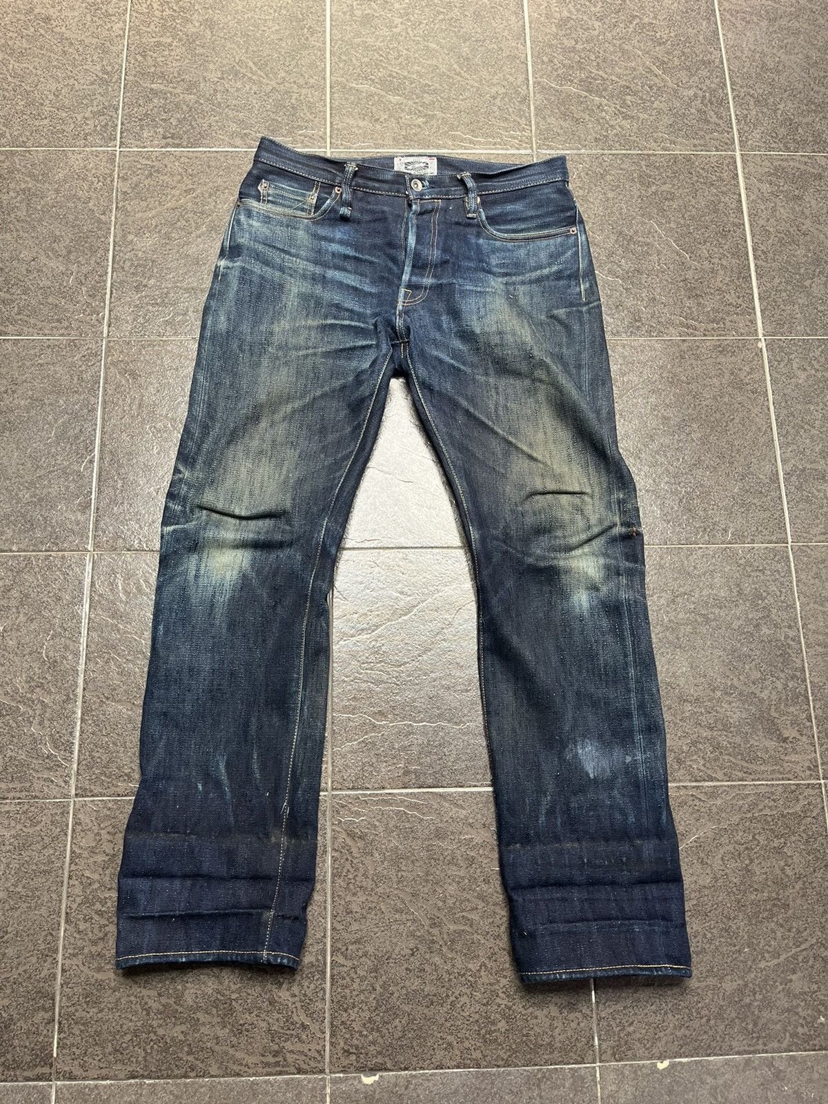 image of Sage Ranger Vi Unsanforised 19Oz Slim Straight Denim in Raw Indigo, Men's (Size 34)