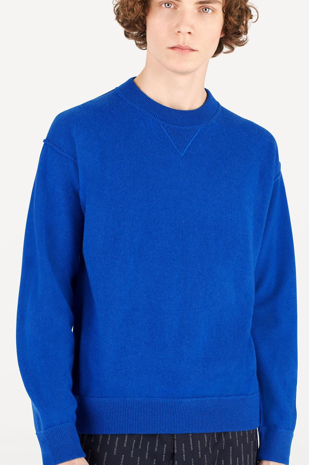 image of Louis Vuitton Oversized Staples Edition Inside Out Crewneck in Blue, Men's (Size Small)