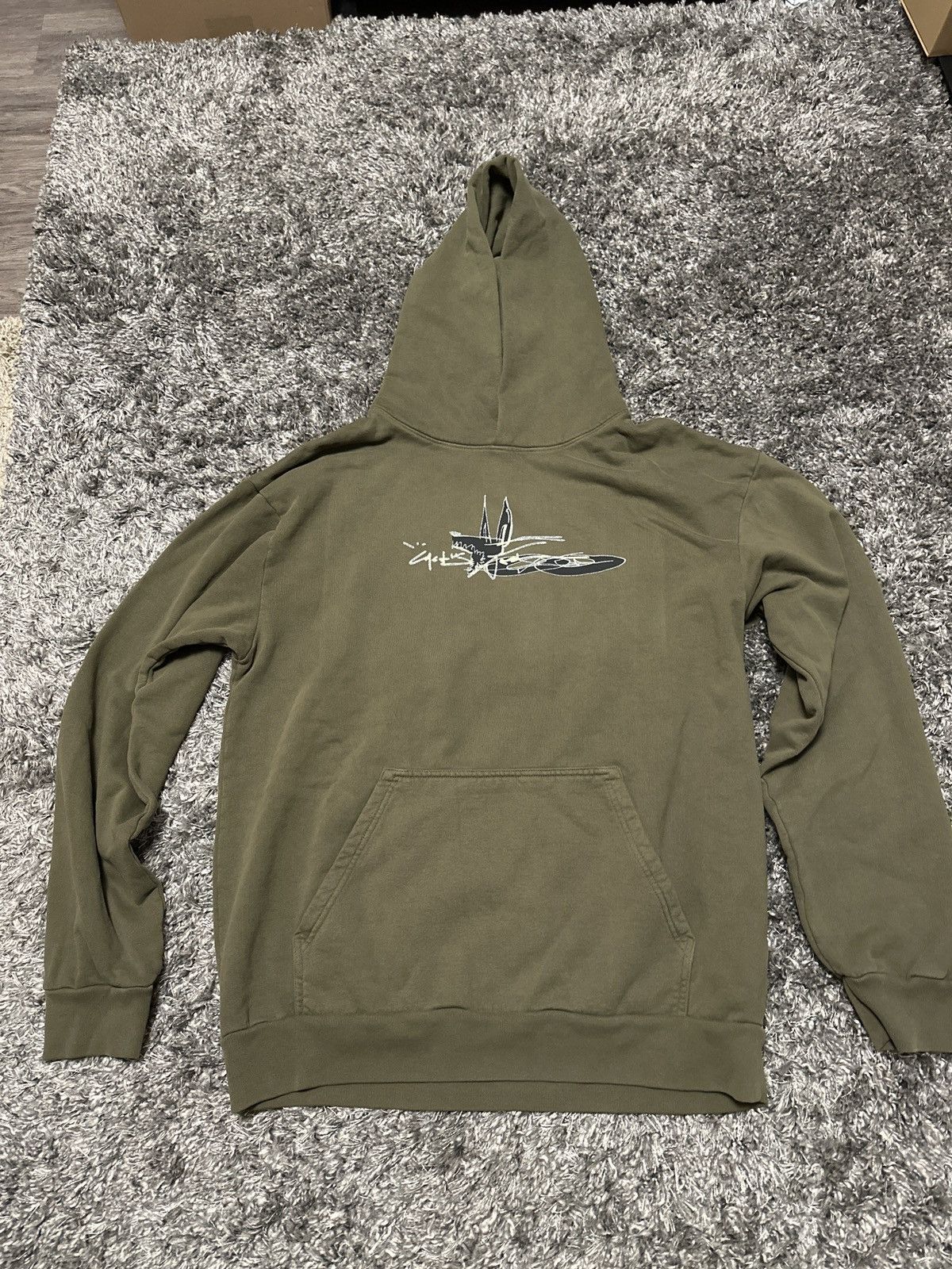 image of Cactus Jack By Travis Scott Hoodie Scribble in Green, Men's (Size 2XL)