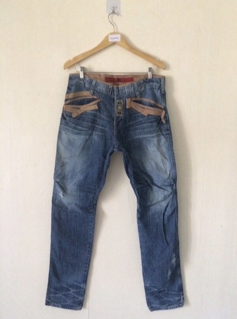 Japanese Brand × Marithe + Francois Girbaud × Vintage Rare Design MFG Le Jean De Distressed Denim Pants Size US 33 - 1 Thumbnail
