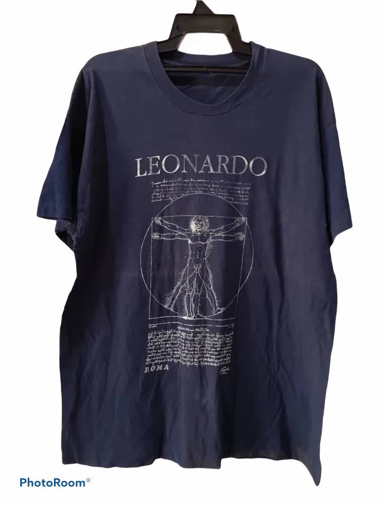 image of Leonardo Da Vinci Art Tshirt in Bark Blue, Men's (Size XL)