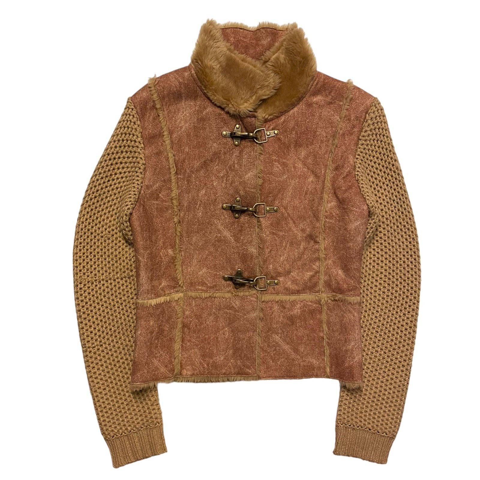 Vintage Vintage Y2K grunge faux shearling knit sweater jacket Size L Size L / US 10 / IT 46 - 2 Preview