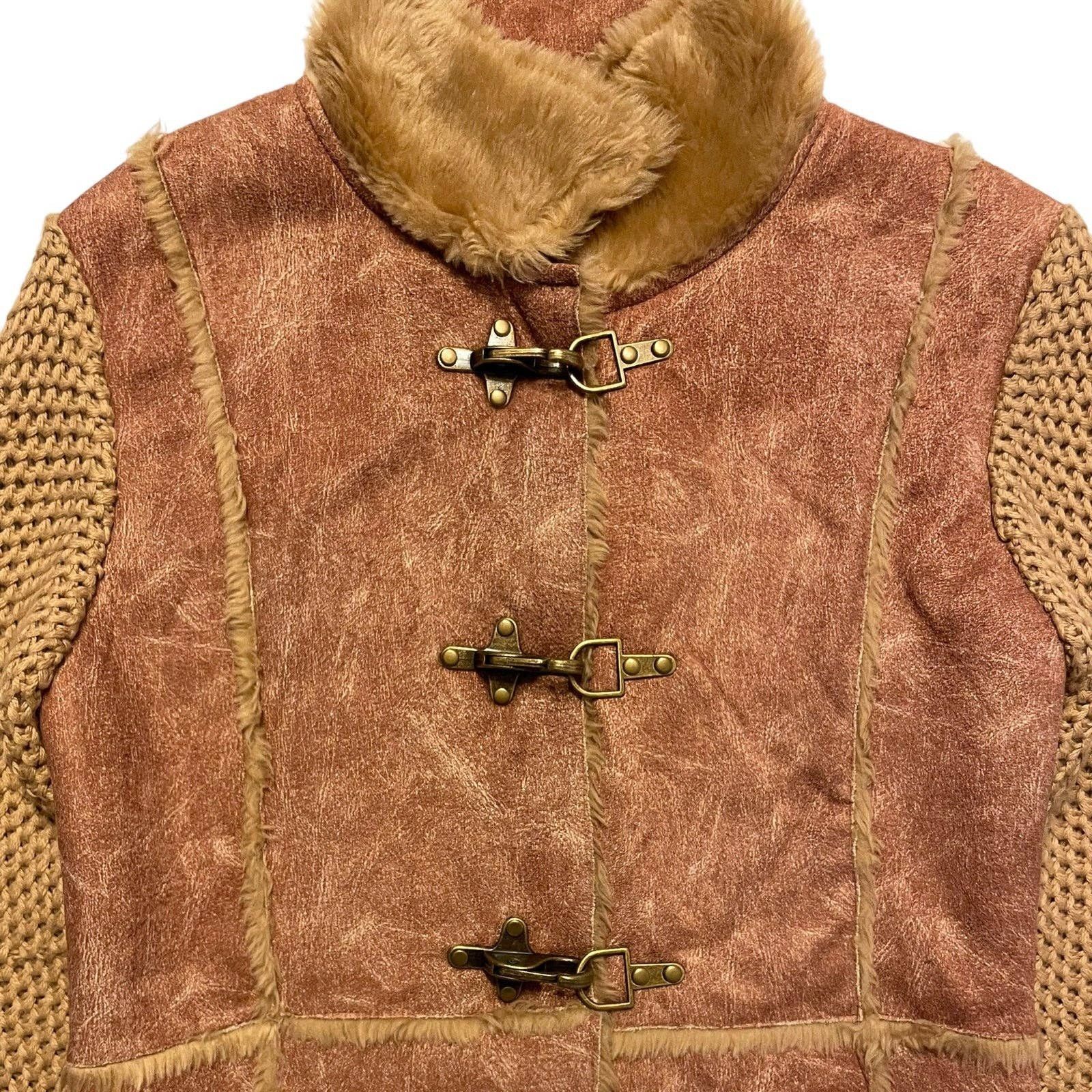 Vintage Vintage Y2K grunge faux shearling knit sweater jacket Size L Size L / US 10 / IT 46 - 3 Thumbnail