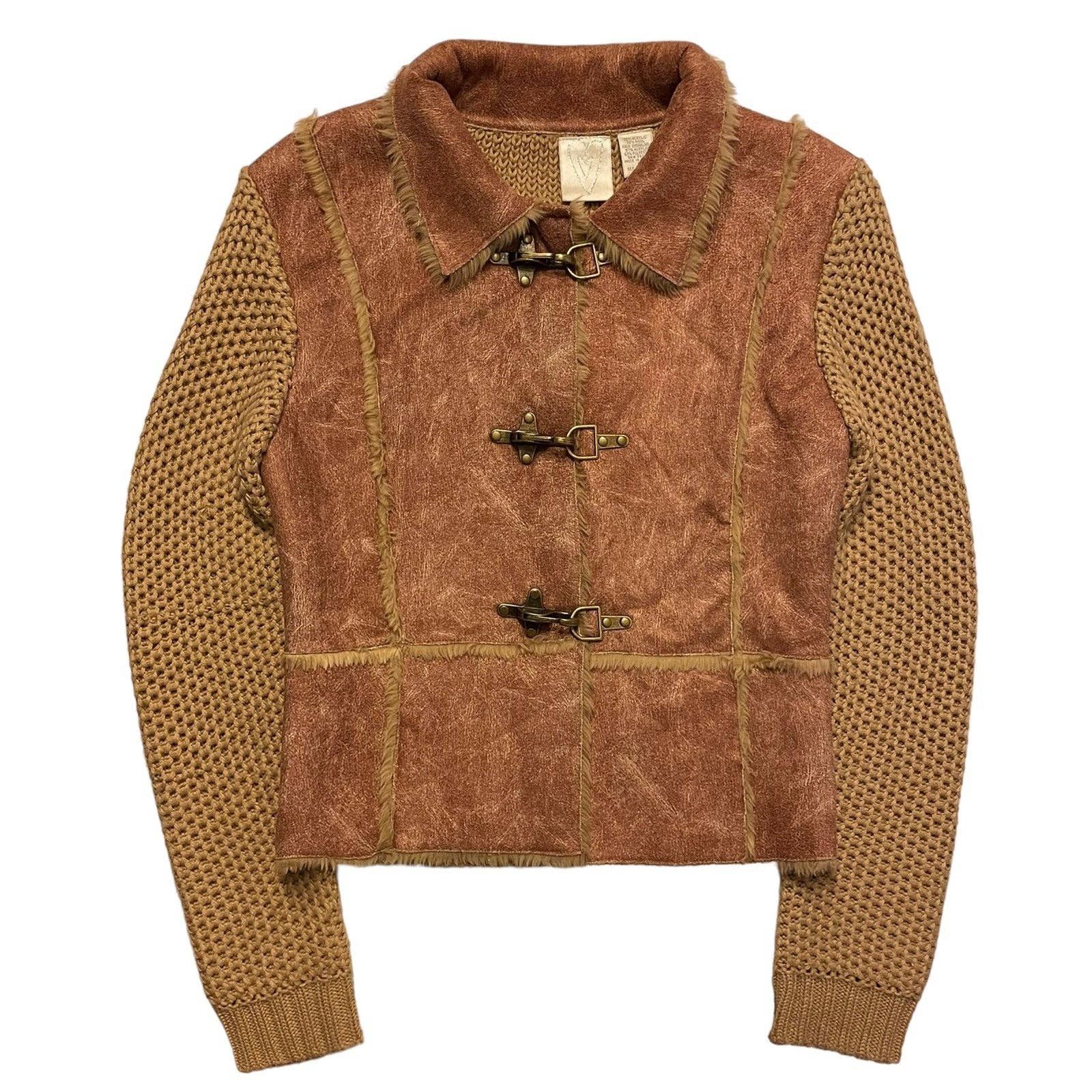 Vintage Vintage Y2K grunge faux shearling knit sweater jacket Size L Size L / US 10 / IT 46 - 1 Preview