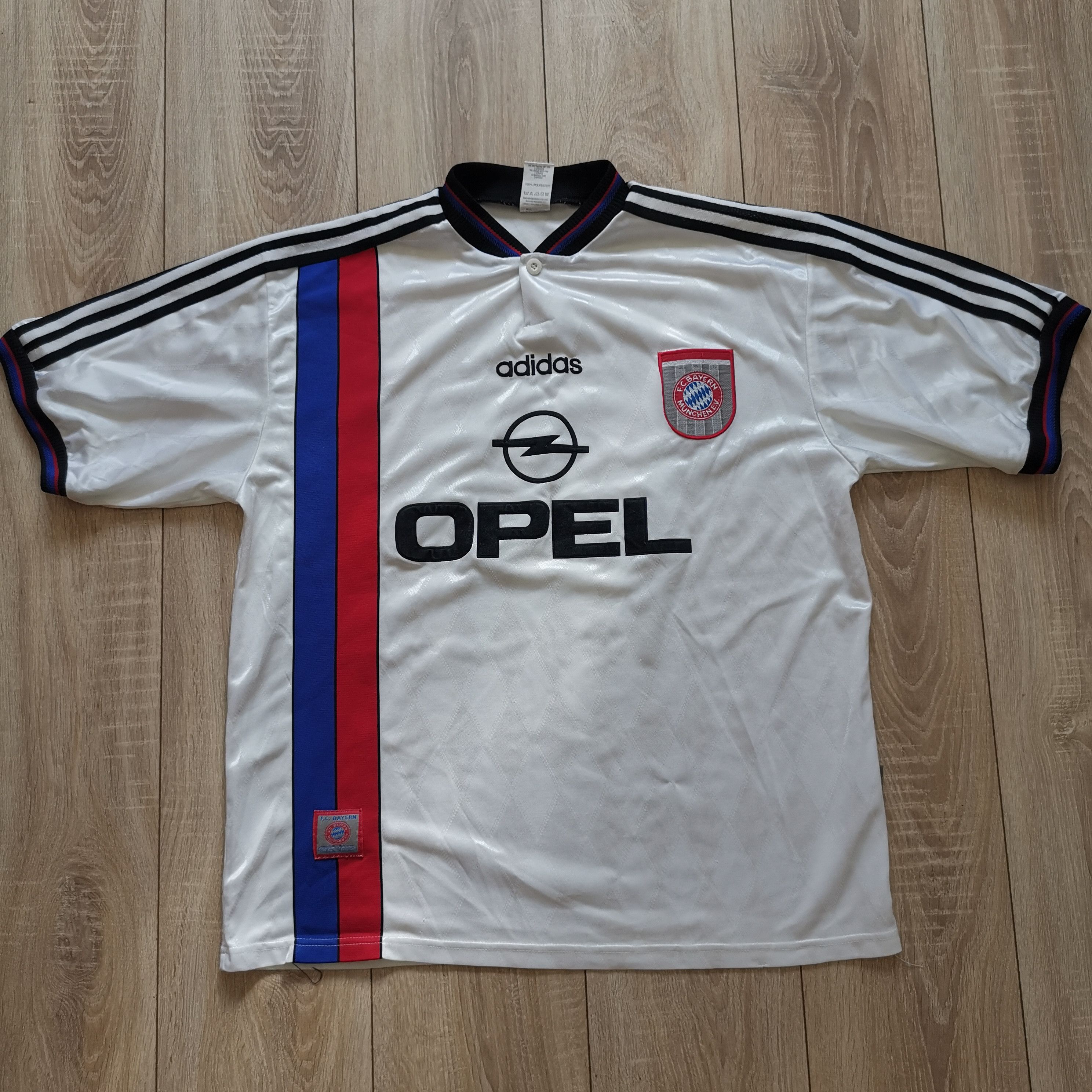 image of Adidas Bayern Munich 1995 1996 Away Soccer Jersey Football in White, Men's (Size XL)