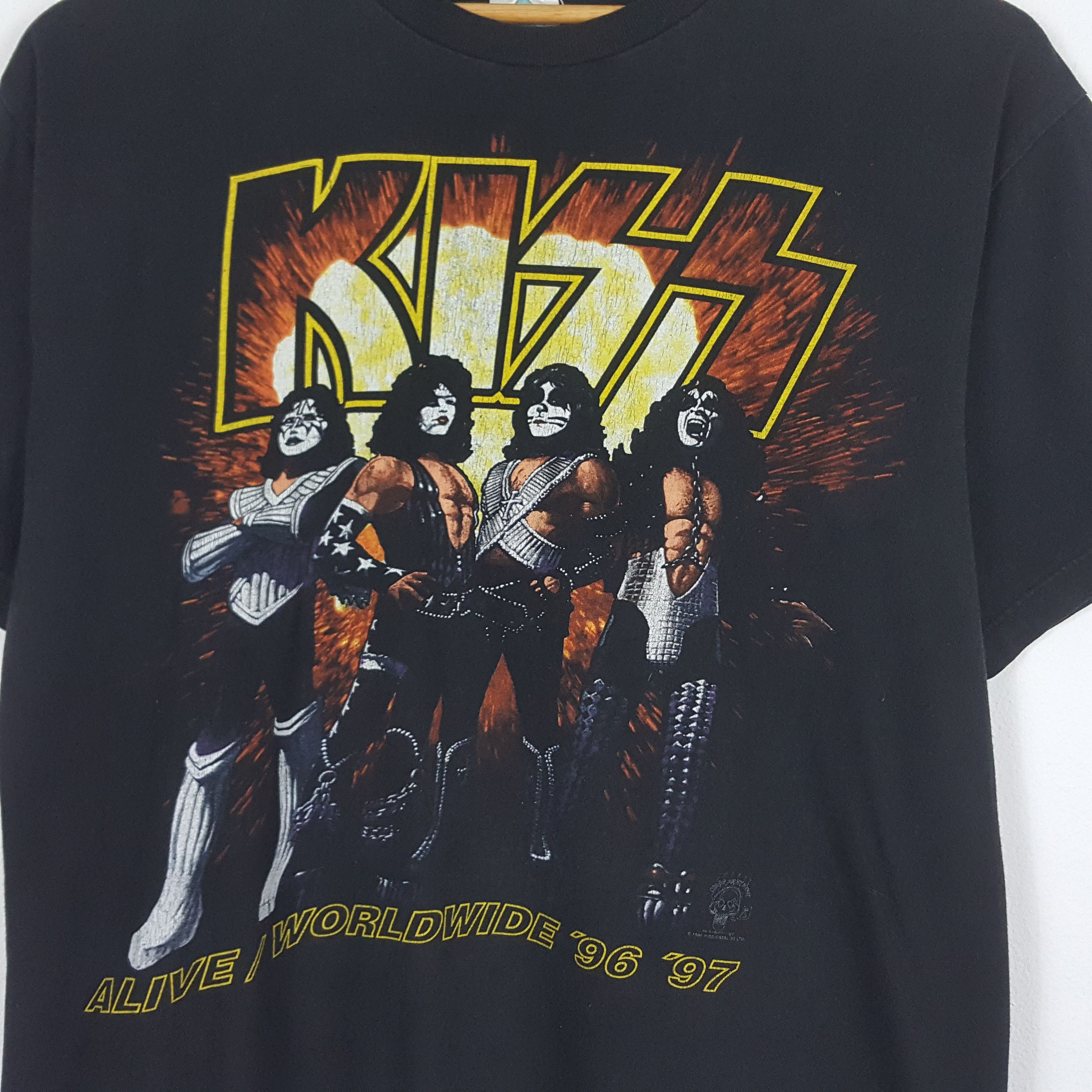 KISS × Vintage Vintage 90's KISS American Rock Band Alive Tour T-Shirt Size US XL / EU 56 / 4 - 4 Thumbnail